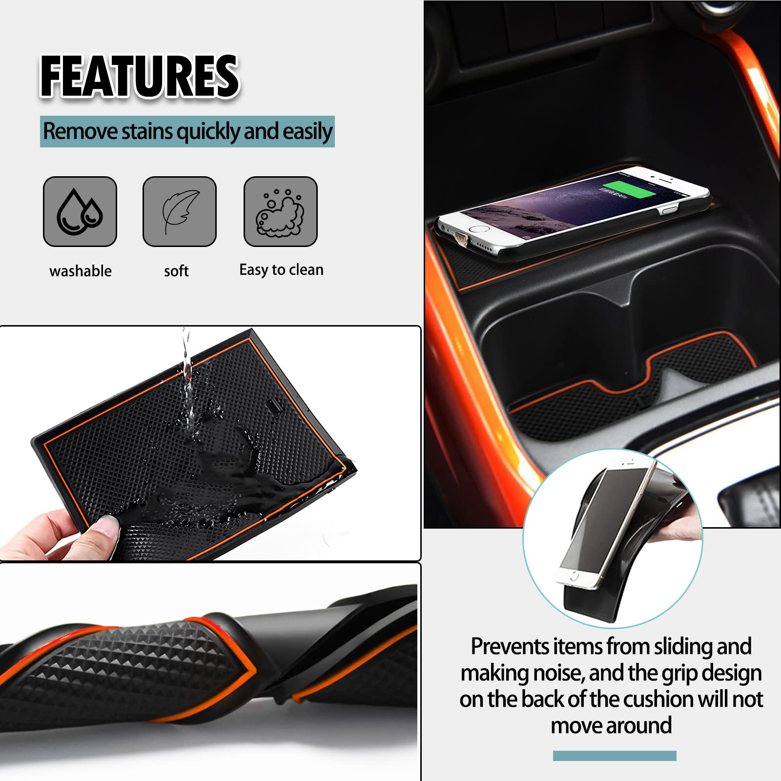 Shaohao For 2023 2024 Ford Maverick Door Slot Mats 2022 2023 2024 Maverick Accessories Cup Holder Console Pocket Liner Pads 2022 2023 2024 Maverick Xl/Xlt/Lariat Pickup Truck Door Mat Cup Liner Mat