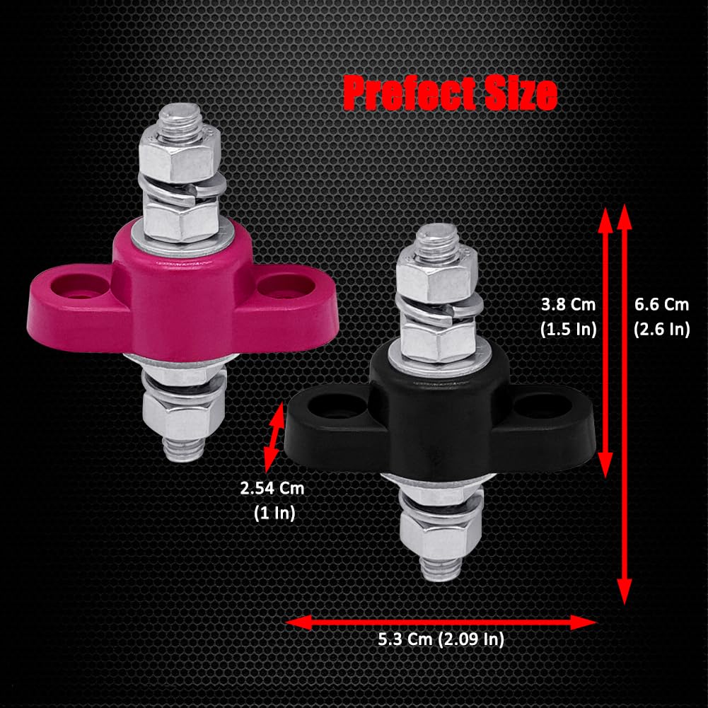 5/16'' Remote Battery Terminal Feed Through Connector, Ampper Thru Panel Stud Junction Block Power Post Terminals With Cover For