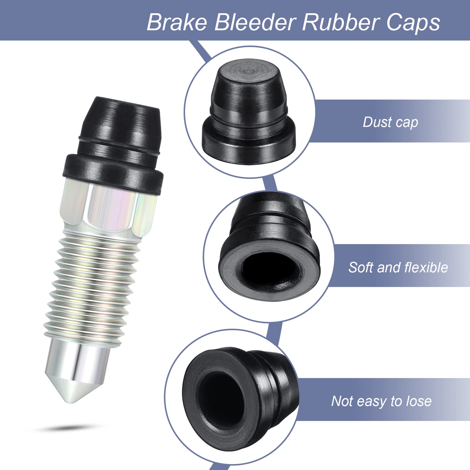 Tondiamo 18 Pieces Brake Bleeder Caps Rubber Caliper Nipple Caps Dust Caps Brake Bleeder Screw Covers Grease Fitting Caps For Cars And Motorcycles