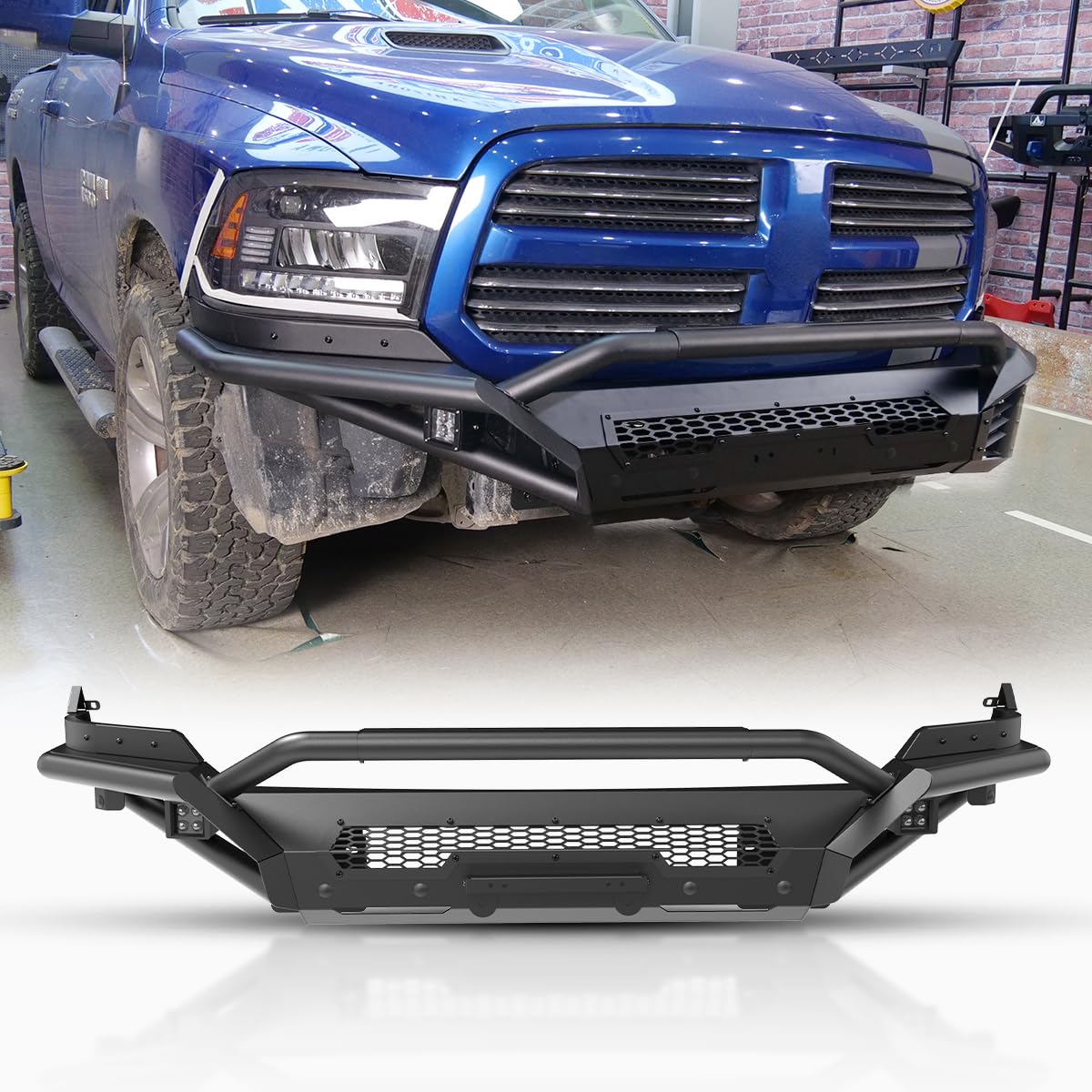 WOLFSTORM Front Bumper Compatible WIth 2013 2014 2015 2016 2017 2018 Dodge RAM 1500 Pickup 2019 2020 2021 2022 2023 2024 RAM 150