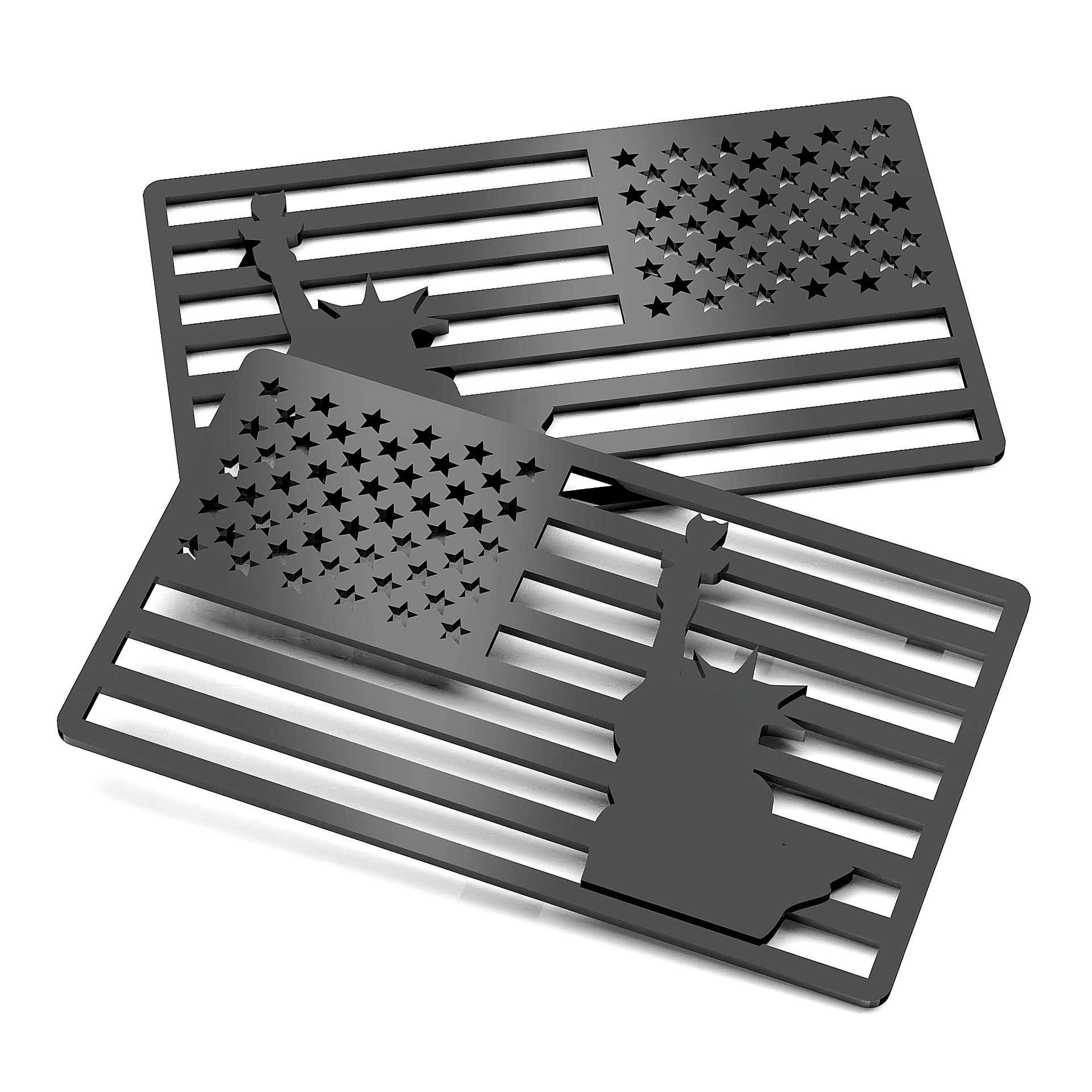 2 Pack 3D American Flag Sticker, 4Mm Thickness Acrylic Cut-Out Car Military Patriotic Emblem, Matte Black Bumper Stickers Decal