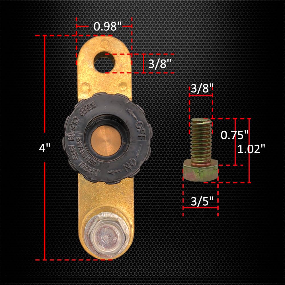 Side Post Battery Disconnect Switch, Ampper Battery Master Switch Isolator For Power Disconnect Cut Off (With Long Bolt)