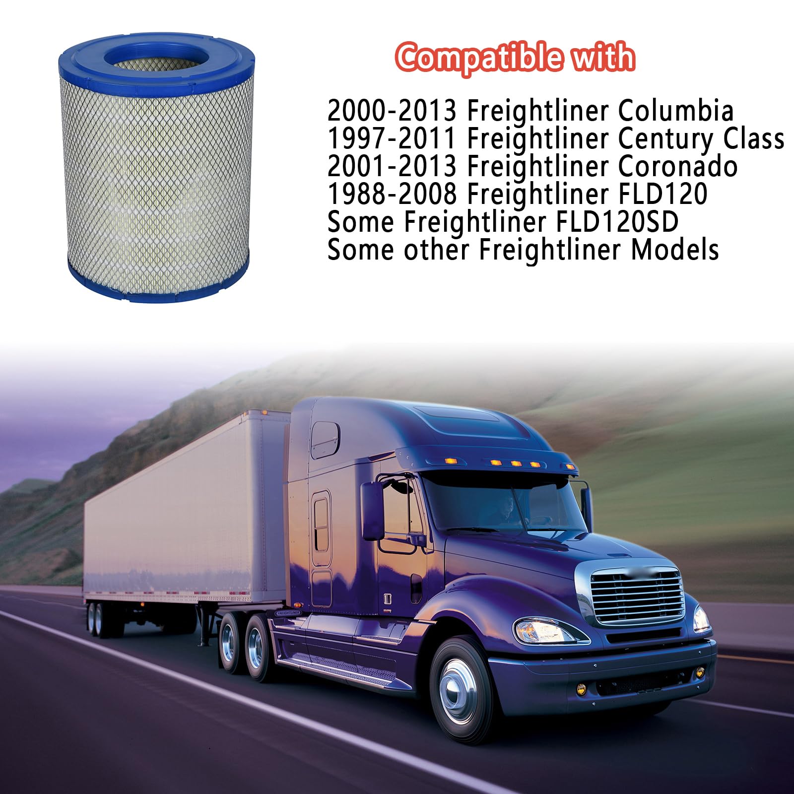 GETOPAUTO P527682 Engine Air Filter Compatible with Freightliner Columbia, Century Class, Argosy, Condor, Coronado Replaces AF25