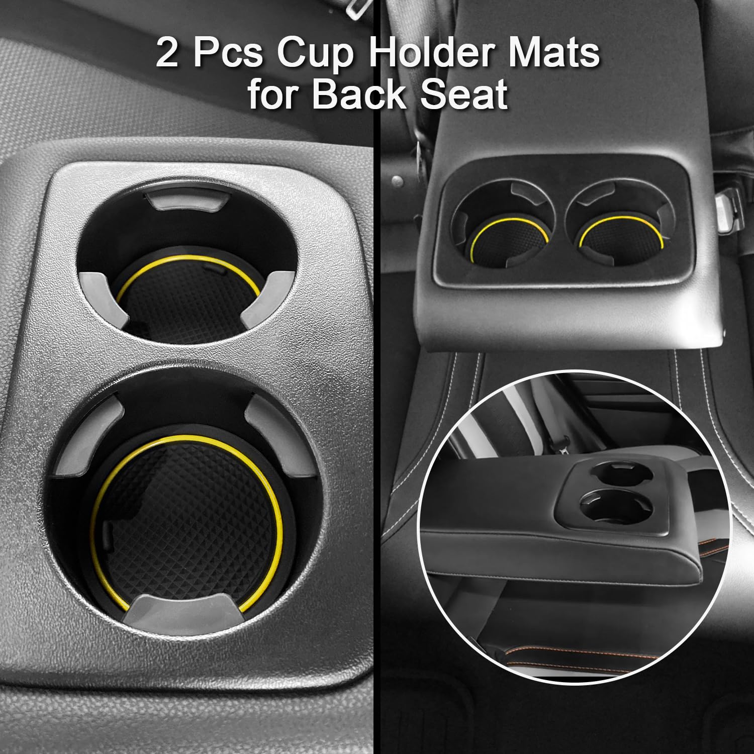 Mochent Cup Holder Insert For Subaru Crosstrek 2023 2022 2021 2020 2019 2018 And For Subaru Impreza 2017-2023 Center Console Mat Non-Slip Door Pocket Liners Interior Accessories (Yellow)