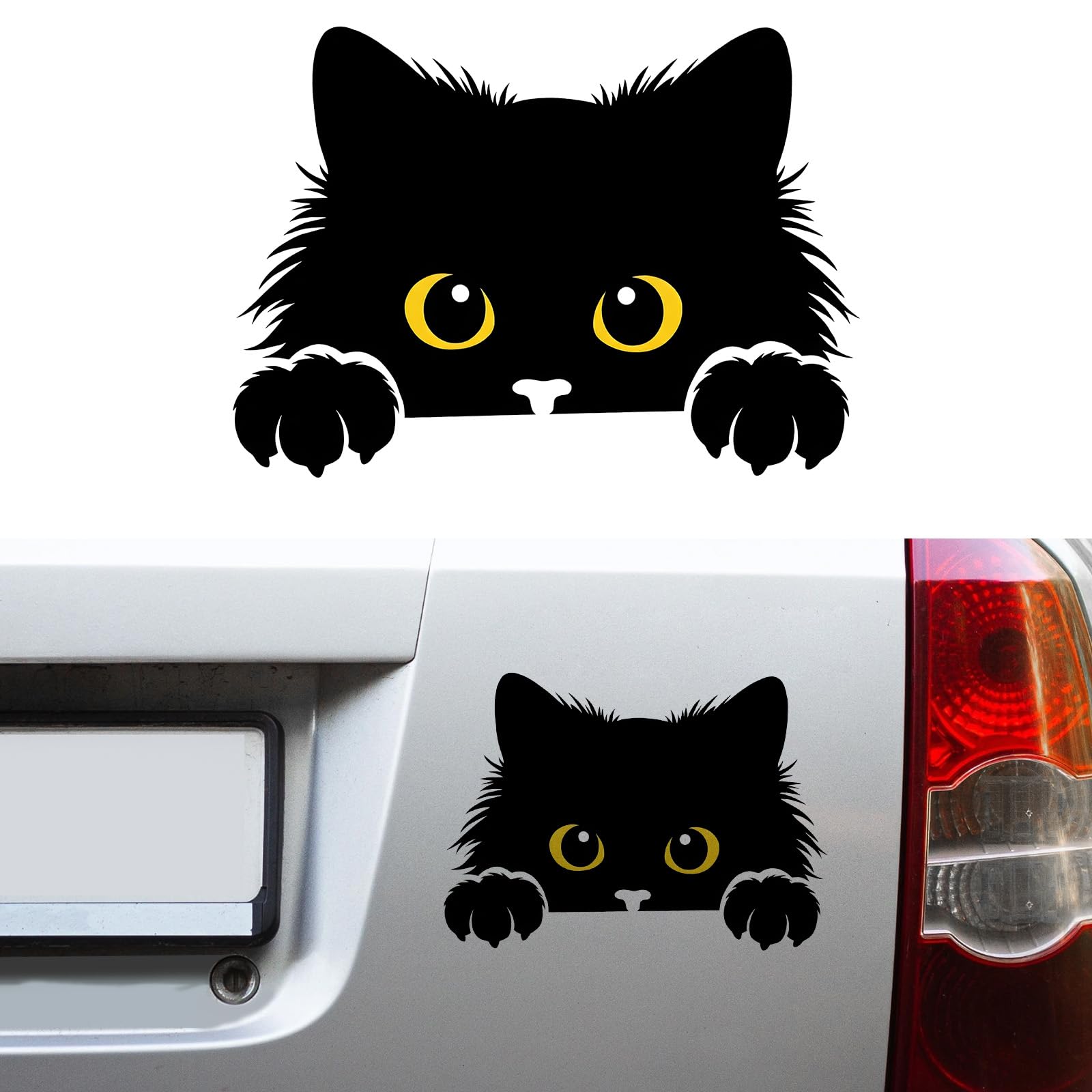 Dazoratix Cute Cat Car Decal - Funny Peeking Automotive Window Sticker Accessories Black Waterproof Vinyl Rearview Mirror Decor 