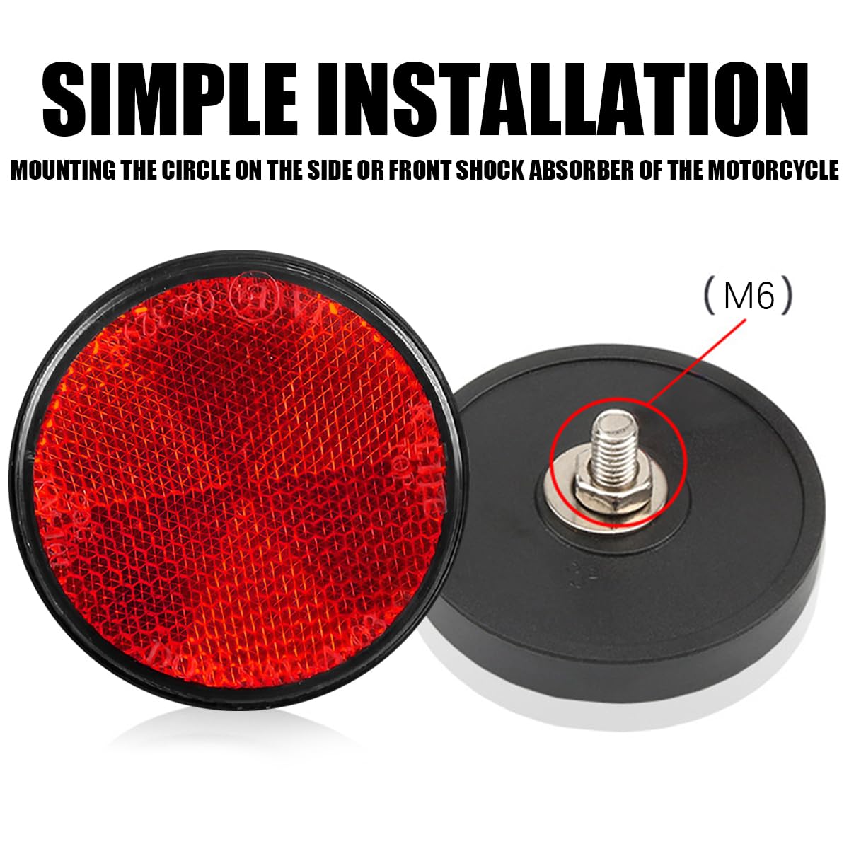 LKAHG 10 Pack Round Reflector, 2 Inch 60mm Reflective Warning Reflector, M6 Screw Mount, High Visibility Safety Side Marker for