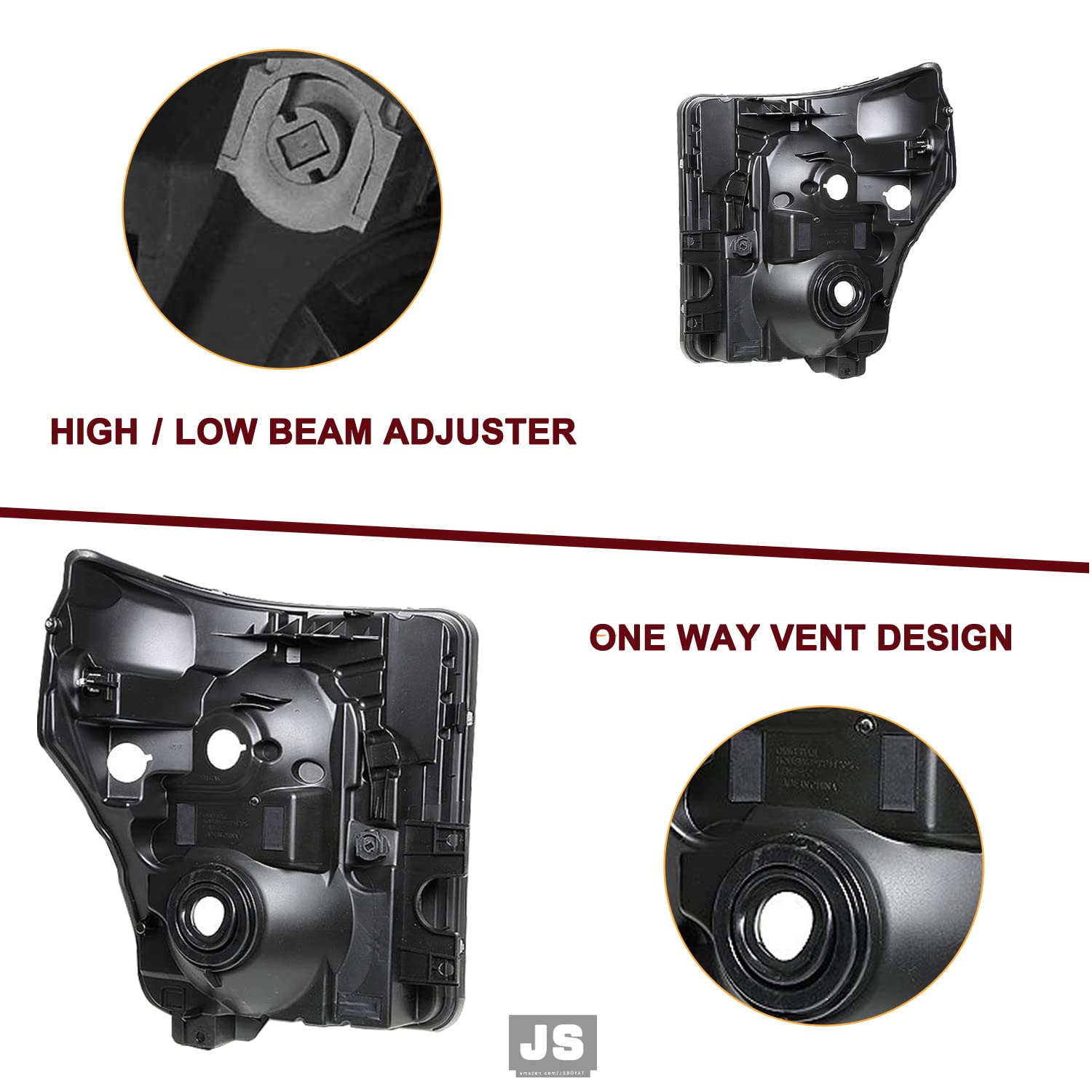 Jsboyat Headlight Assembly Replacement For 2011-2016 Ford F250 F350 F450 F550 Super Duty Headlamp Driver And Passenger Side (Black Housing With Clear Reflector)