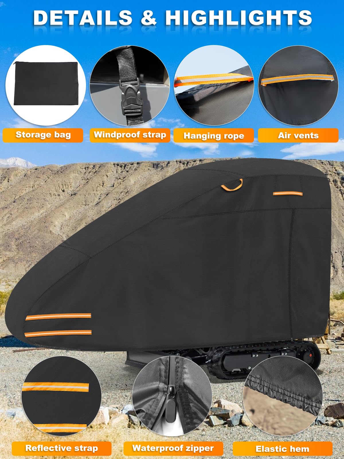 Mini Excavator Cover Fits 2000-3000 lbs Models, 420D Waterproof Zippered Excavators Cover Compatible with Kubota K008-3/Bobcat E