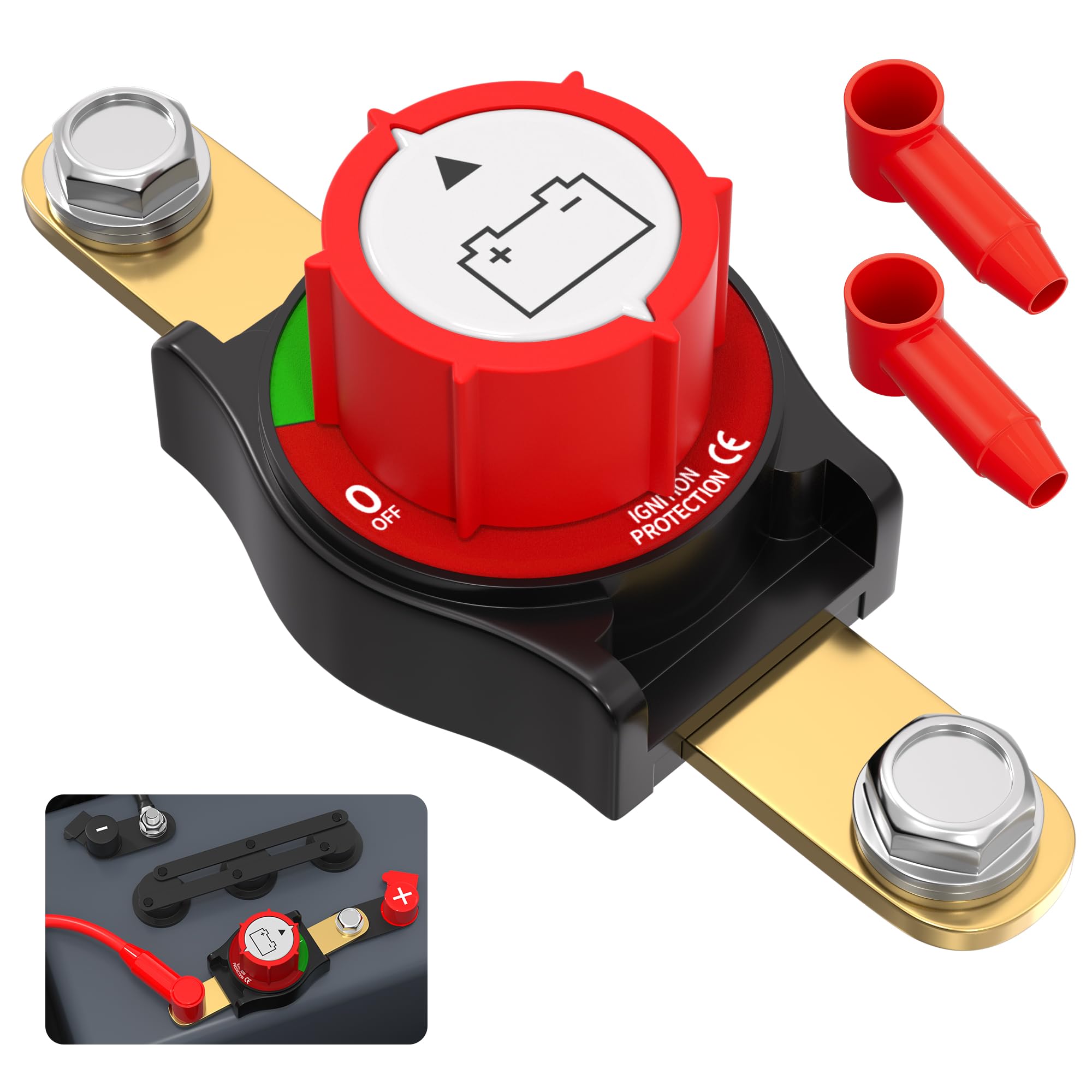 Joinfworld Side Post Battery Disconnect Switch 12V-48V 275A Waterproof Marine Battery Cut Off Switch 12 Volt For Car Rv Boat Atv