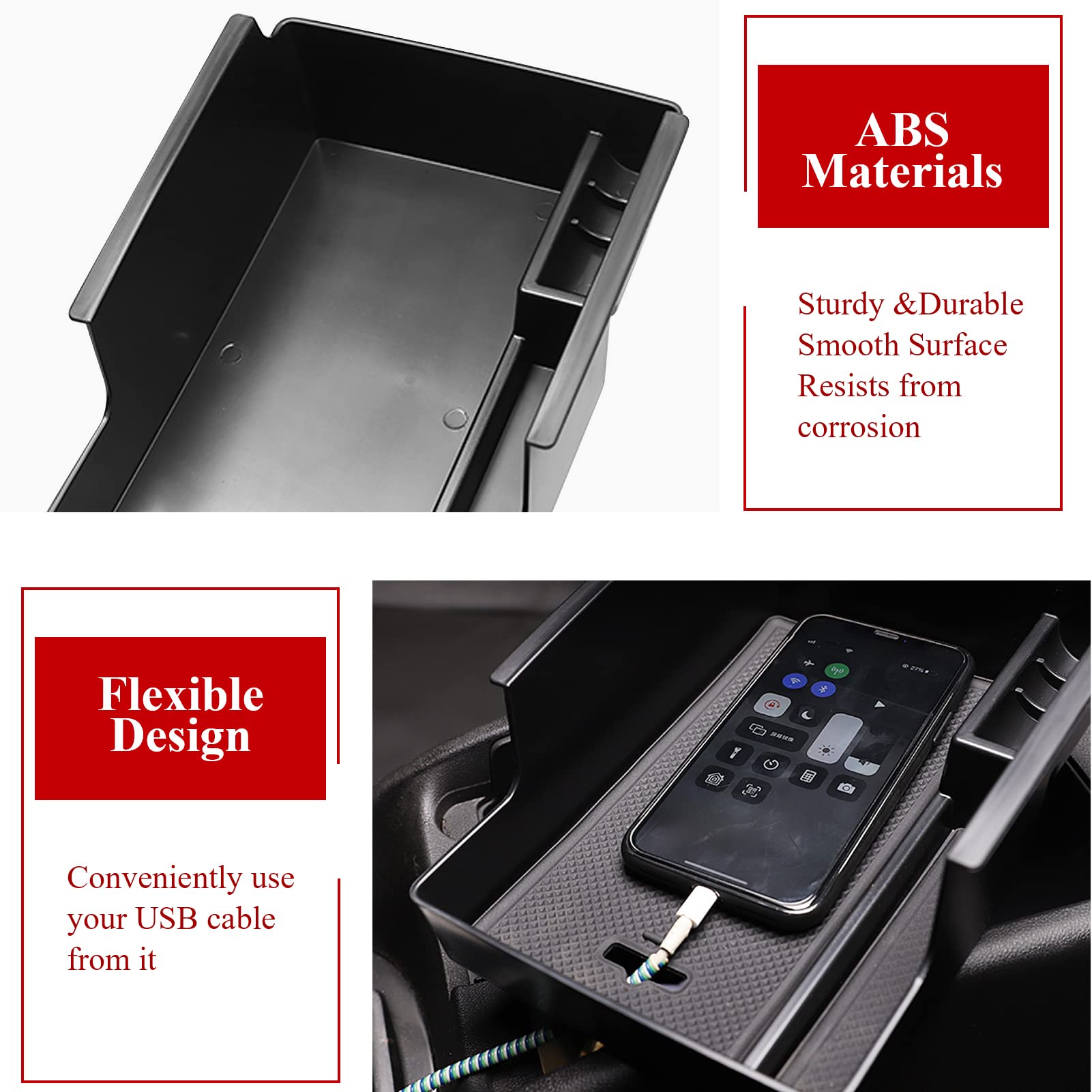 TTCR-II Center Console Organizer Tray for Chevy Malibu 2016-2025, Durable Design, Perfect Fit for Models 2016-2025