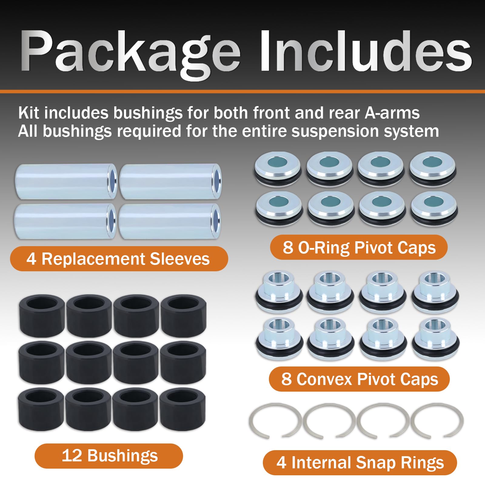 Qagea Heavy Duty UHMW A-arm Control Arm Bushing Kit Compatible with Polaris RZR PRO XP 4 (2020+) Replaces AAB-P-RZRXPTS-001 CT-0