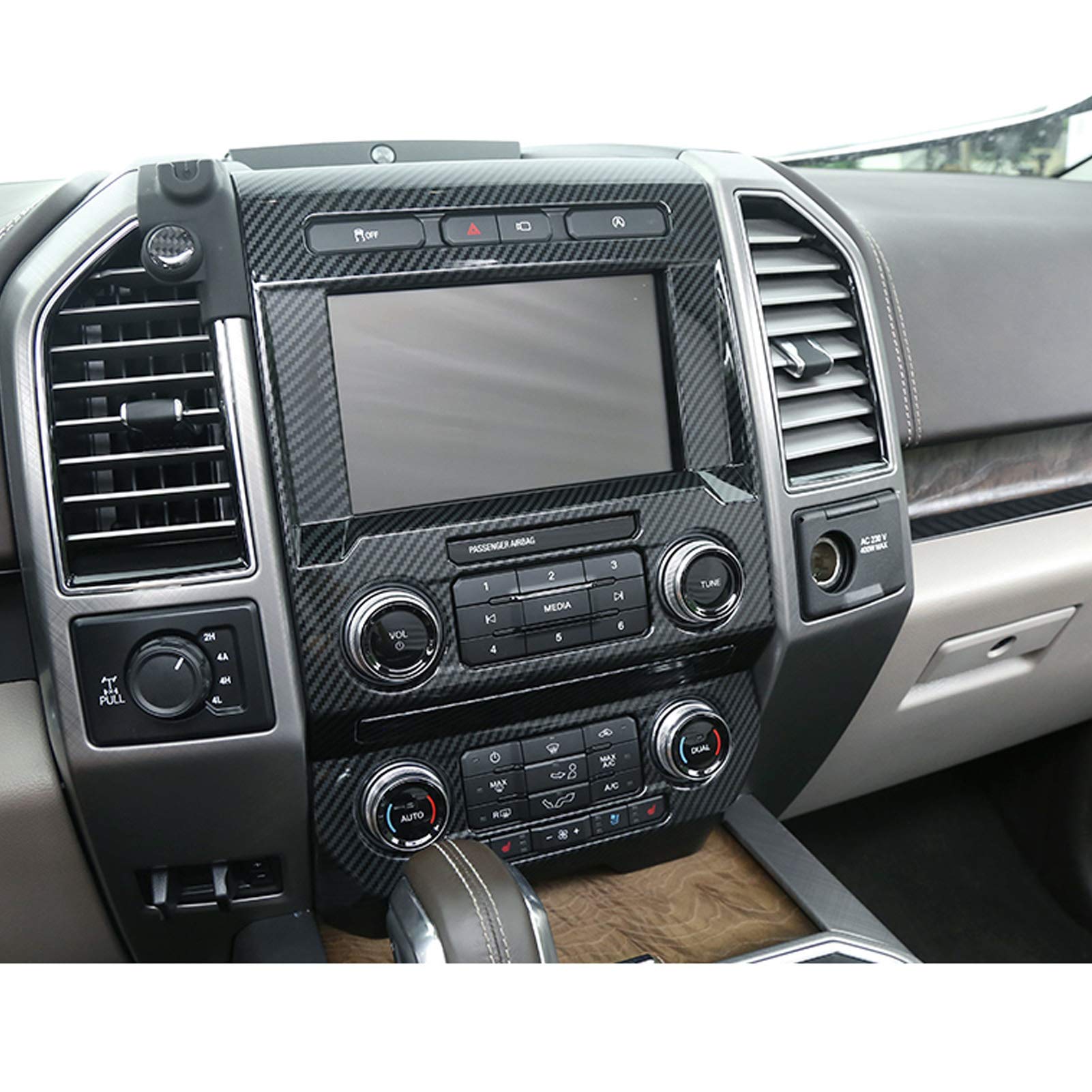 Keptrim for F150 ABS Carbon Fiber Center Console Trim for 2015 2016 2017 2018 Ford F150, 1pc