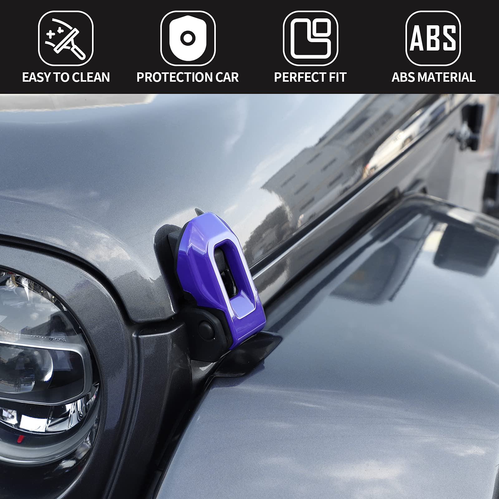 Voodonala for Jeep JL ABS Hood Latches Engine Buckle Bonnet Fastener Engine Cover Decor Trim Protction Cover for 2018-2025+ Jeep