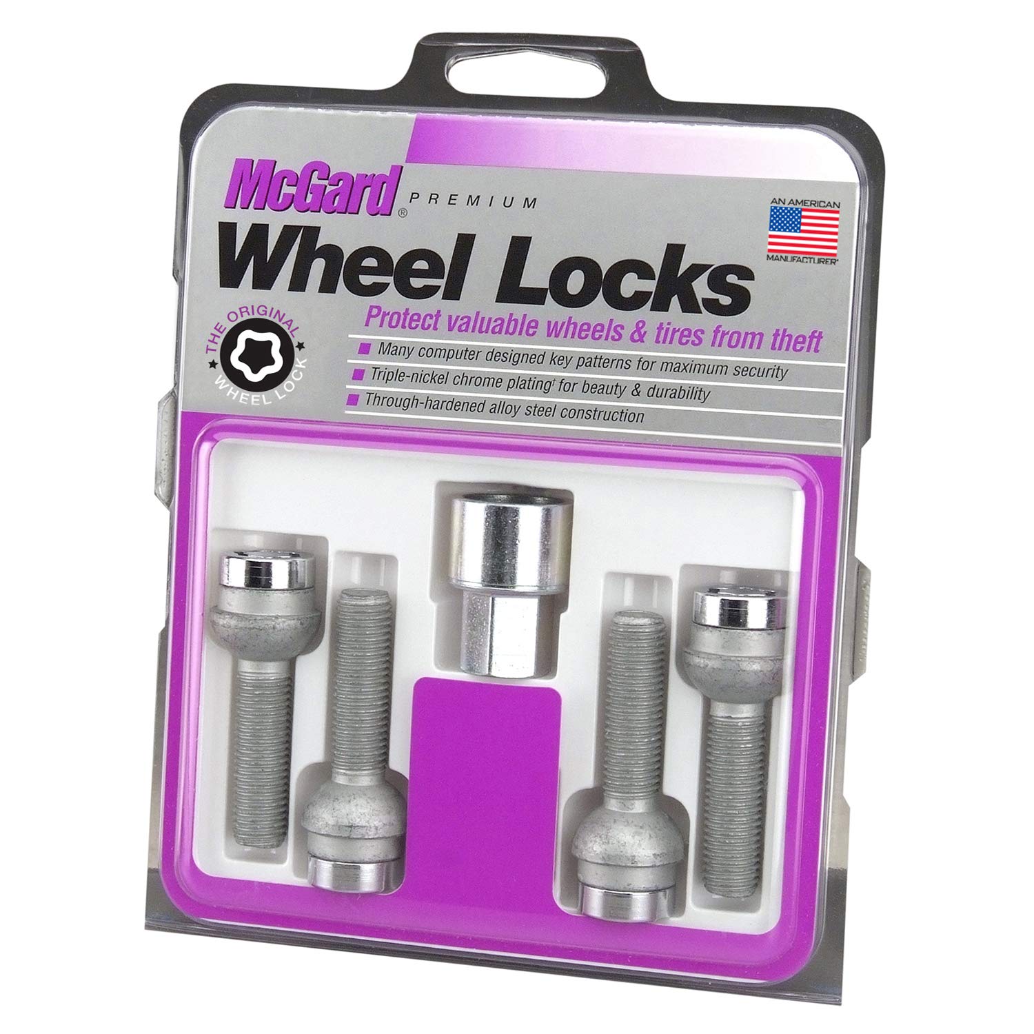 McGard 28175 Chrome Bolt Style Radius Seat Bolt Locks (M12 x 1.5 Thread Size) - Set of 4