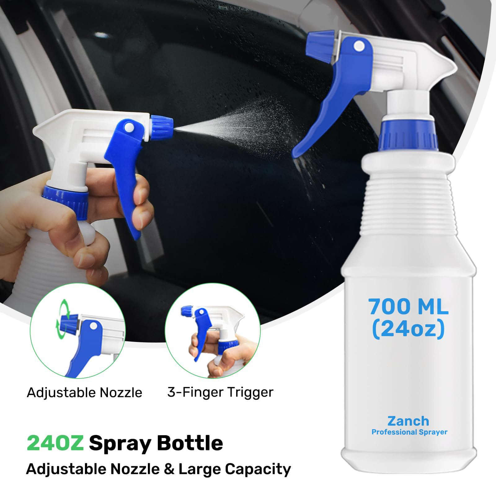Zanch Window Tint Kit - 30pcs Car Spray Kit with 24oz Bottle, Squeegees & Knife for Home & Auto Glass Tinting