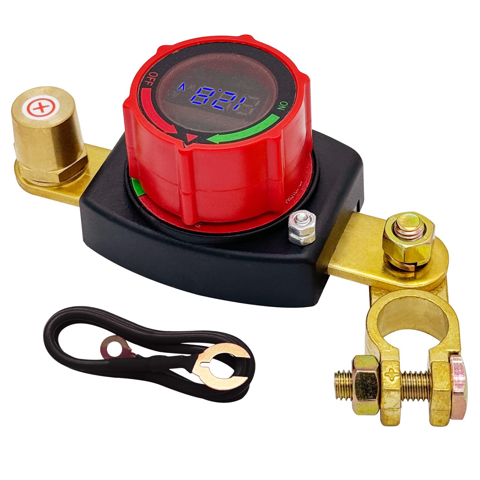 Ampper Battery Disconnect Switch with Voltmeter, 12-48V Battery Cut Off ON/Off Shut Off Switch W/Positive Terminal for Car, RV a