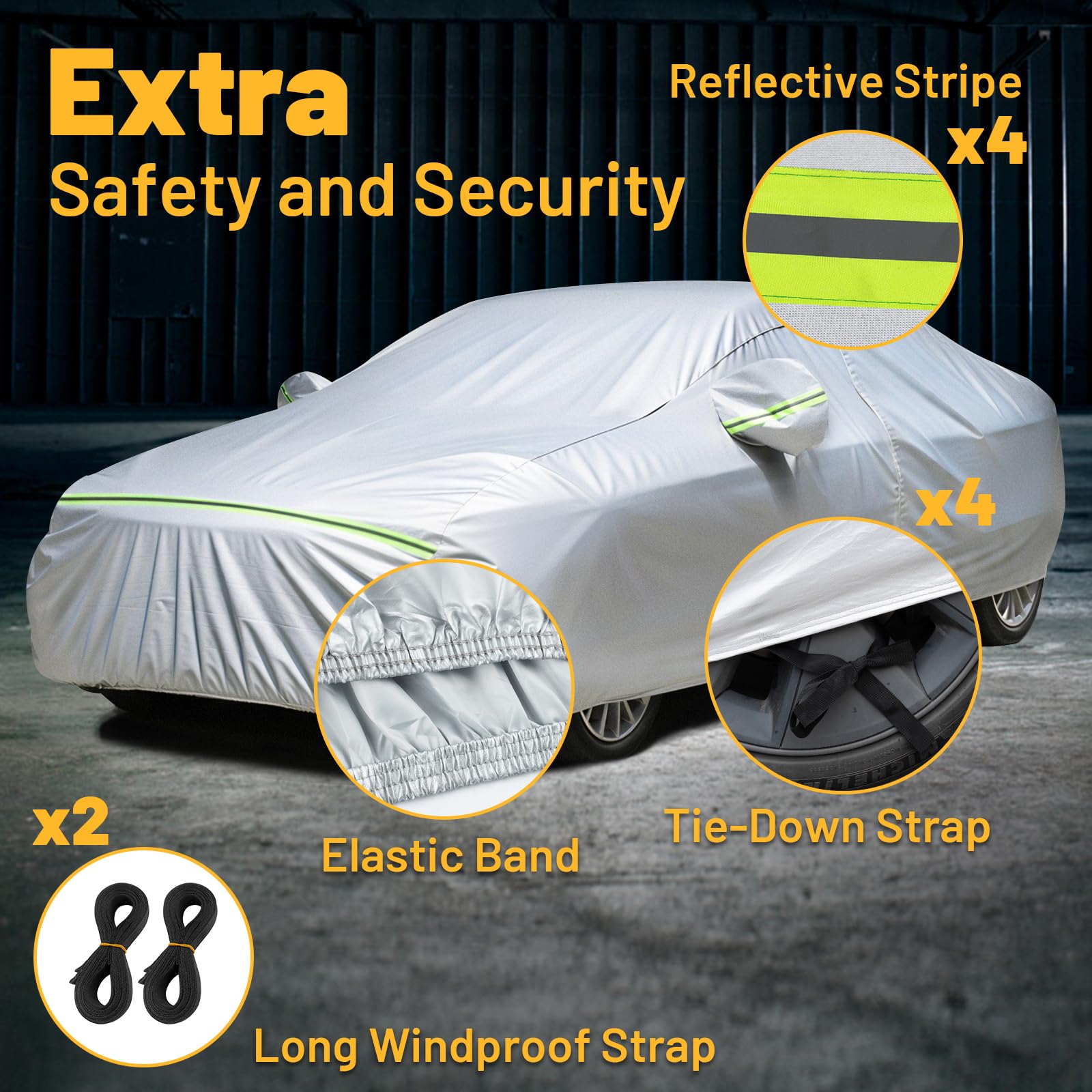 Favoto Sedan Car Cover Waterproof All Weather For Automobiles 6 Layers Heavy Duty Outdoor Rain Sun Snow Protection With Zipper I