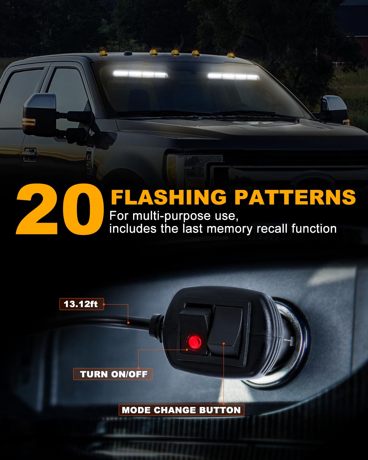 Hlauto 6Z4J Emergency Dash Strobe Lights: 2X16.8 Inch White Safety Lights, 48 Led Flashing Warning Hazard Interior Windshield Vi