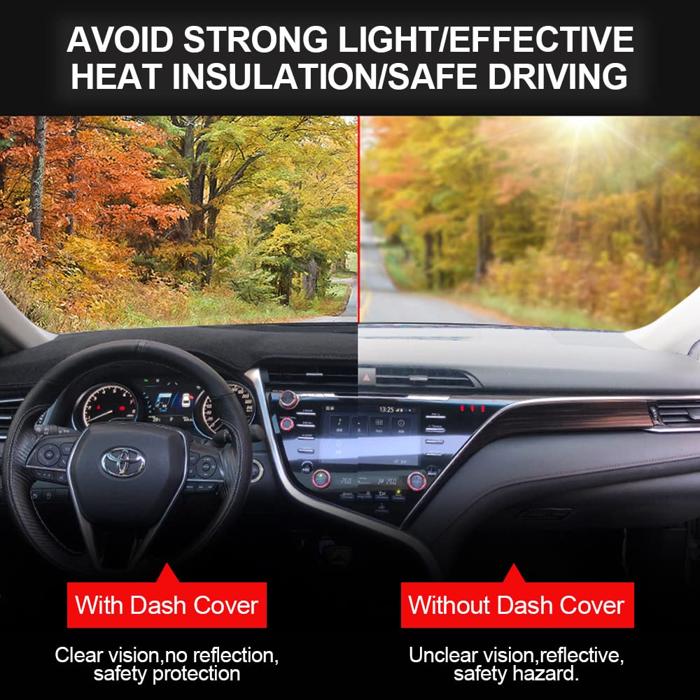 HanLanKa Dash Cover Mat Custom Fit for Toyota Camry 2007 2008 2009 2010 2011 Dashboard Cover Pad Carpet (Black)