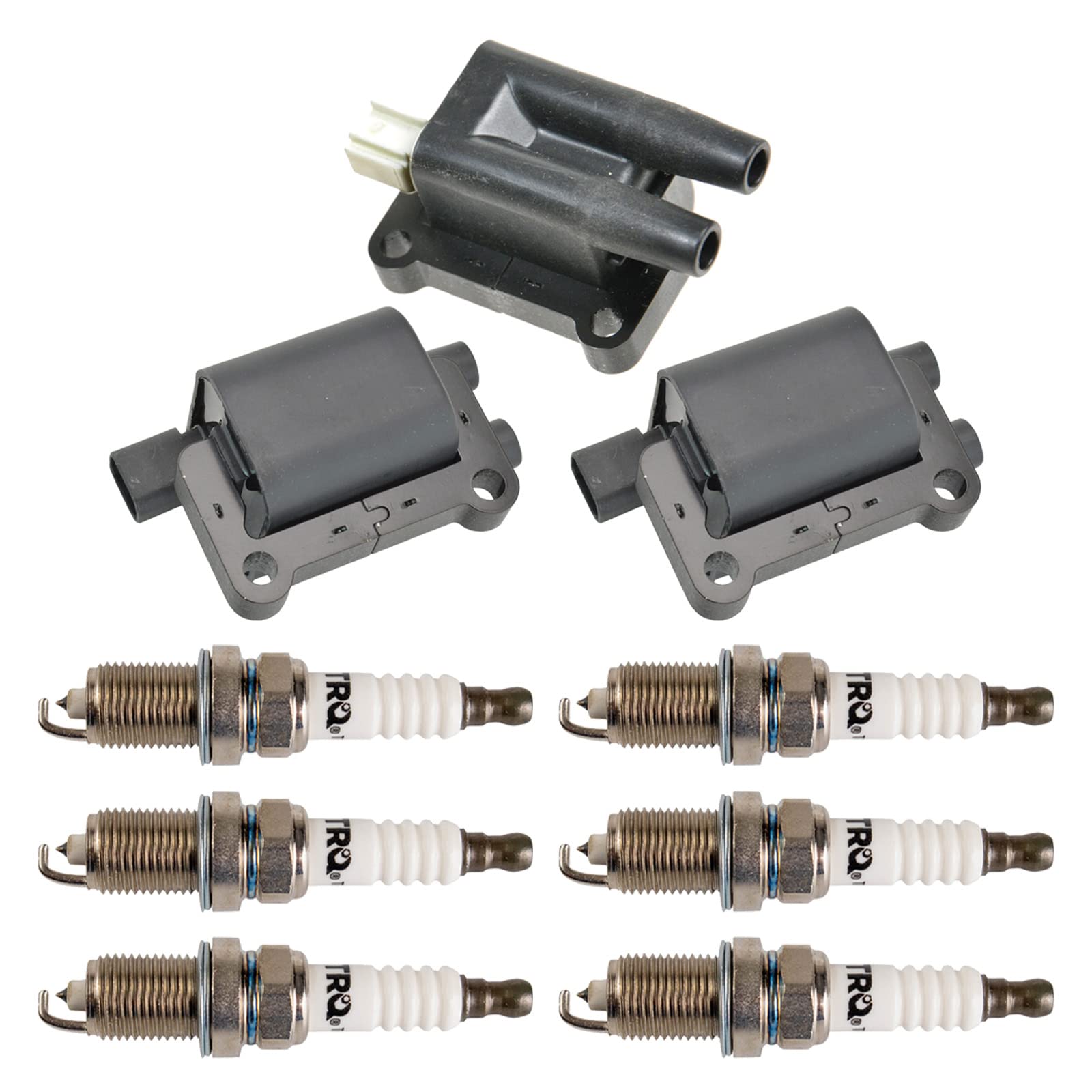 Trq Ignition Kit Ignition Coil Spark Plugs Compatible With 2001-2002 Mitsubishi Montero 1999-2004 Montero Sport