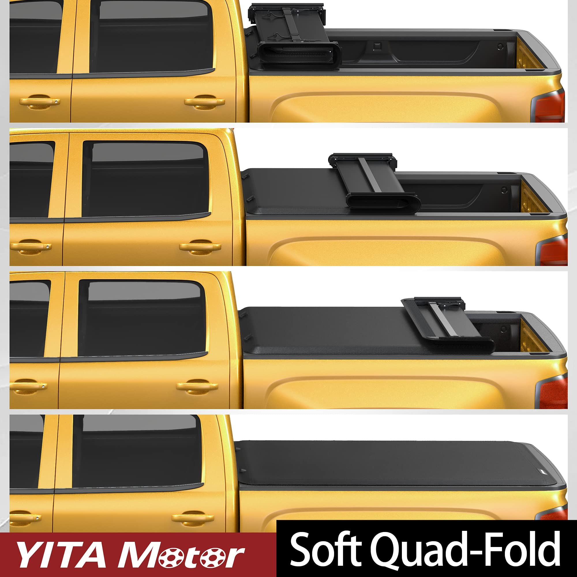 Yitamotor Soft Quad Fold Truck Bed Tonneau Cover Compatible With 2015-2025 Ford F150 F-150, Styleside 6.5 Ft Bed