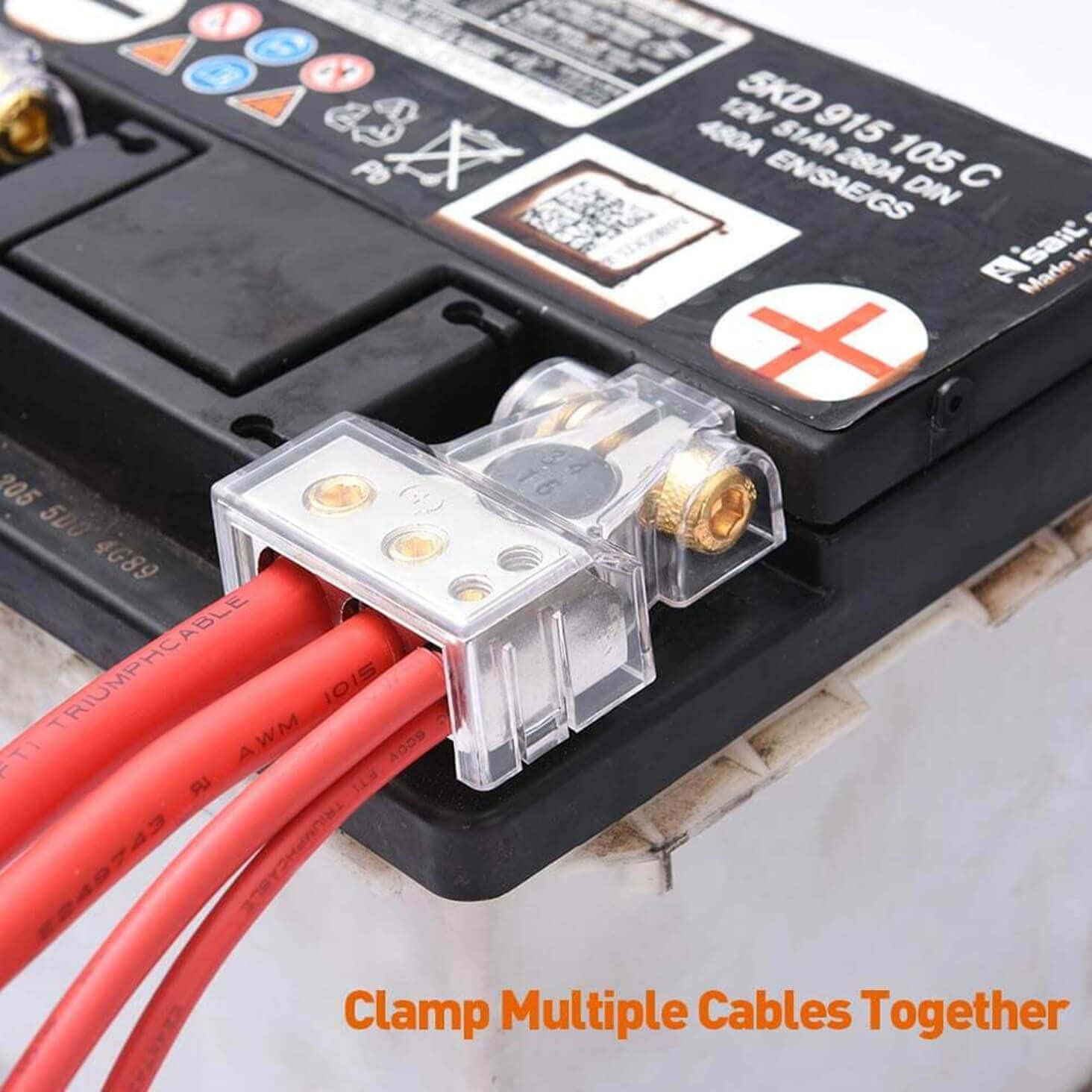 Sunmorn Battery Terminal Connectors, 0/2/4/6/8/10 Awg Battery Terminals, Heavy Duty Car Battery Terminal, Top Post Multiple Batt