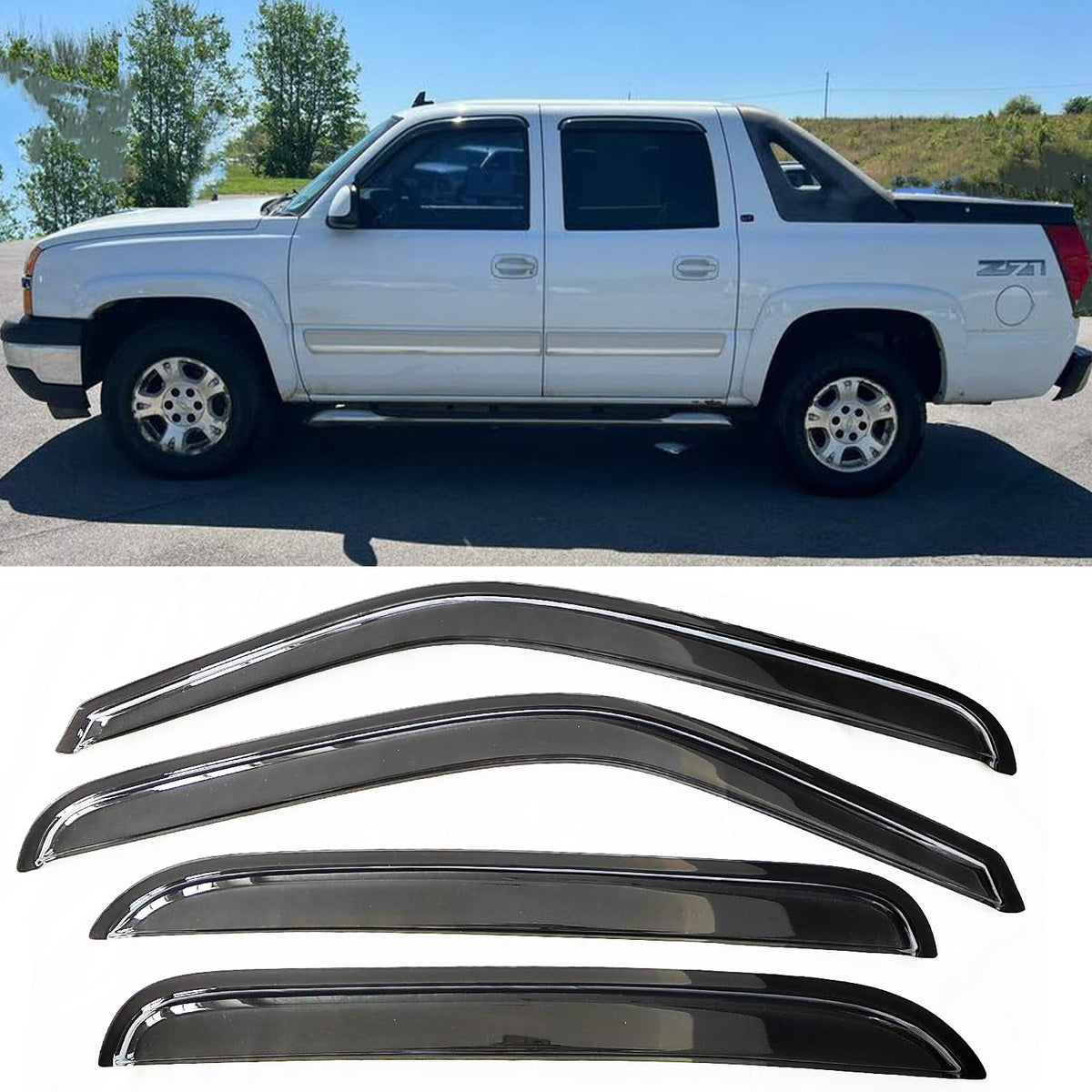 TONOYTIM Window Visors Rain Guards Vent Deflectors for Truck 2002-2006 Avalanche/Suburban/Escalade EXT/Yukon XL, 2001-07 Chev/GM
