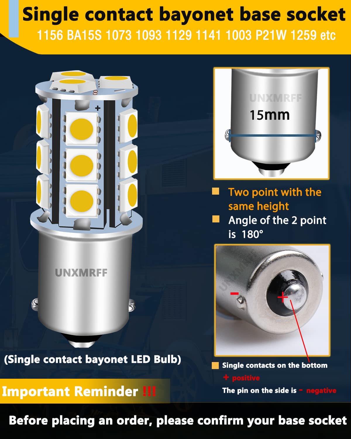 Unxmrff 1156 Led Bulb Warm White Camper Light Bulbs 7506 1073 Ba15S 1003 Led Bulb 1141 Rv Light Bulbs Super Bright 5050 18-Smd R