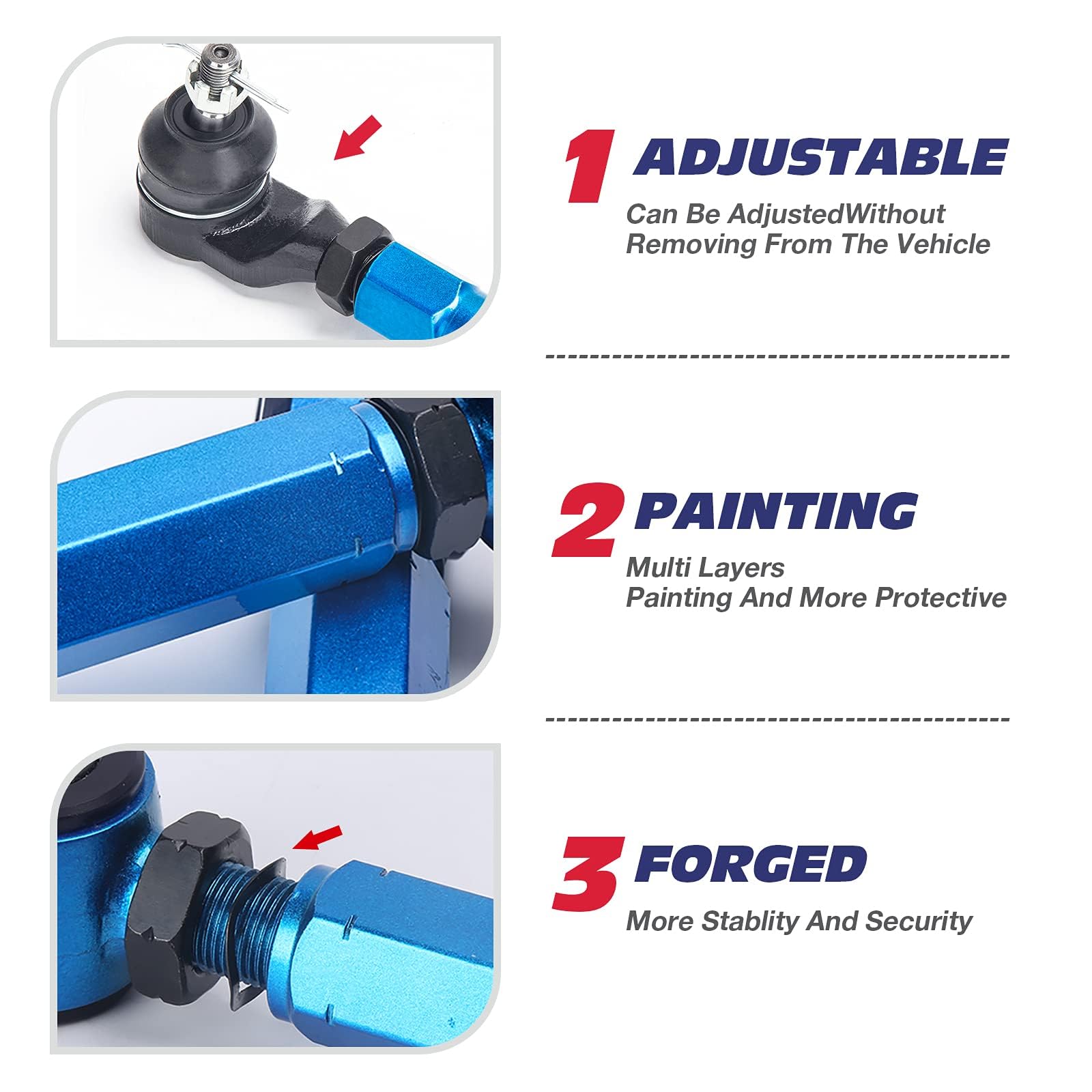 KSP Accord TSX Camber Arms, Adjustable Alignment Camber Toe -2° to +4° Angle Camber Arm fit for Pilot Odessey, Rear Suspension Camber Kits Compatible with Honda TSX MDX, 2PC