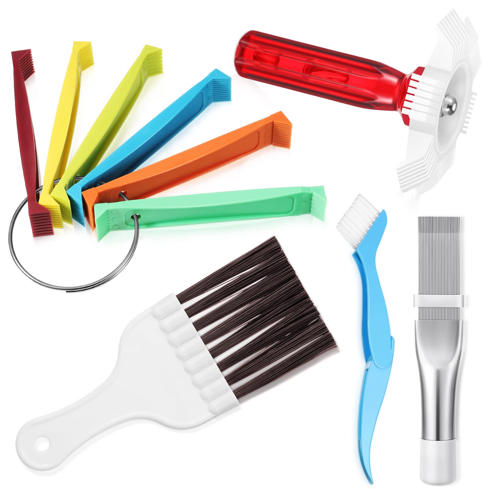 Chengu 5 Pieces Air Conditioner Fin Cleaner Set 3 Different Fin Comb Condenser Fin Straightener And 2 Different Brush Condenser 