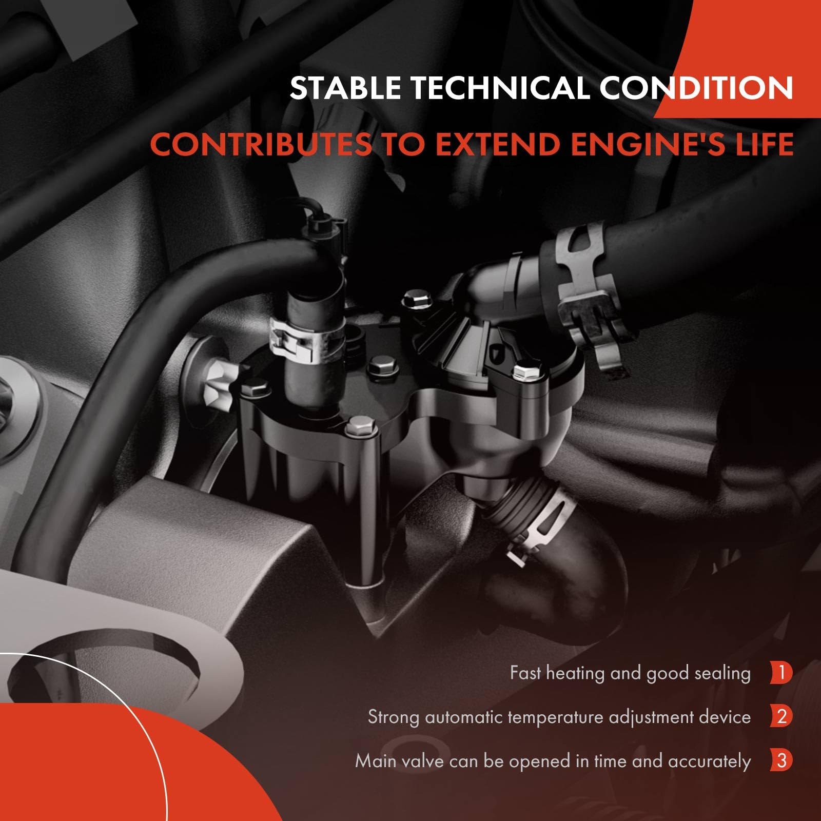 A-Premium Engine Coolant Thermostat and Housing Assembly - 8Cyl, 4.3L 5.3 6.2L - Compatible with Chevy, GMC, Cadillac Vehicles -