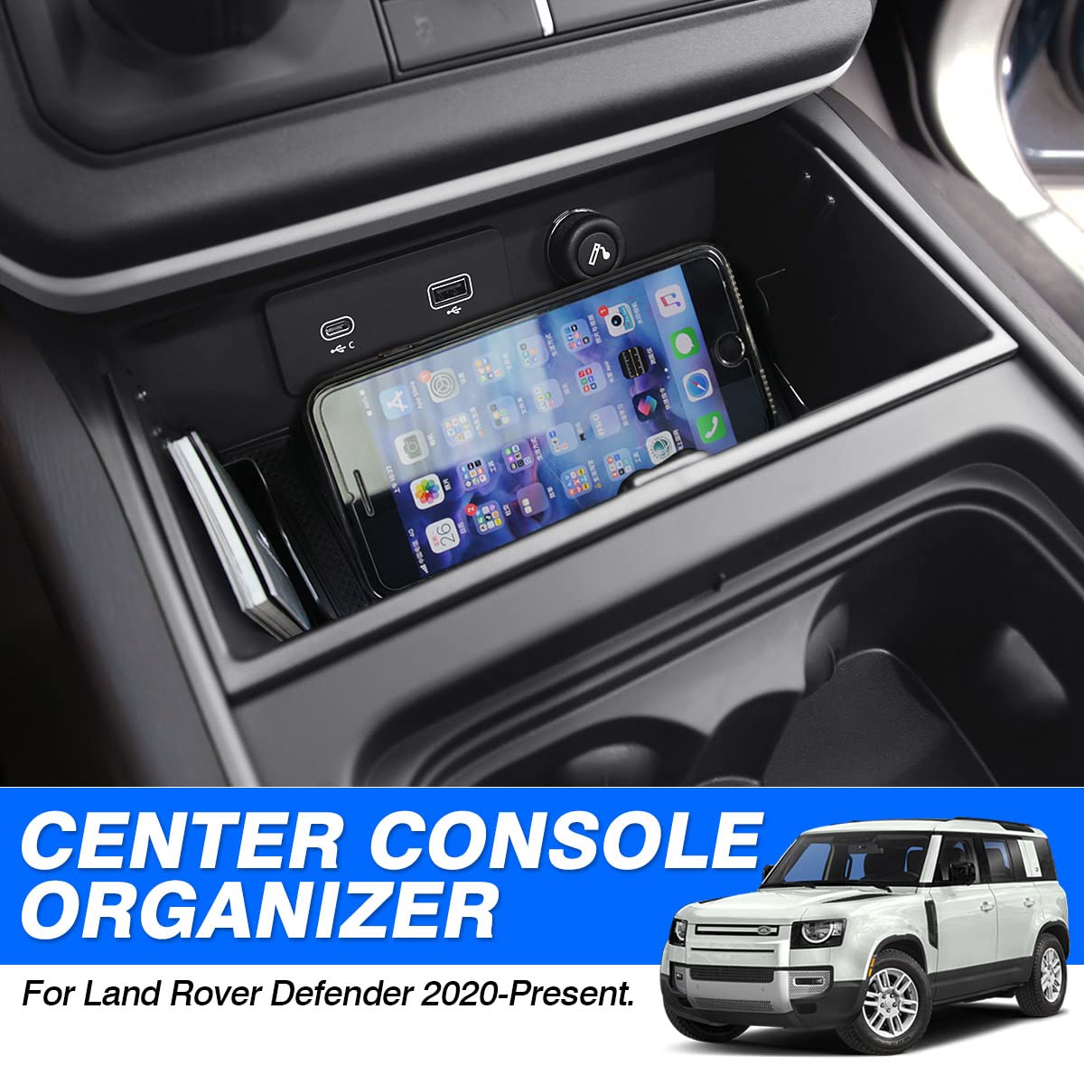 Karltys Center Console Organizer Tray For Land Rover Defender Accessories 90 110 130 2020-2025 Accessories, Durable Abs Middle C