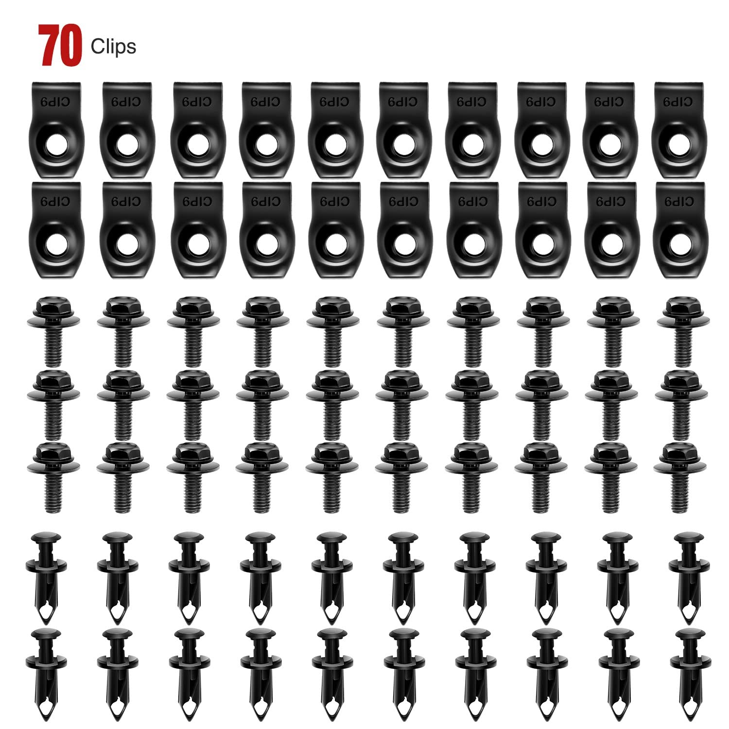 Nilight 70Pcs Engine Under Cover Splash Shield Guard Body Bolts Bumper Fender Liner Push Retainer Fastener Rivet Clips For Infin