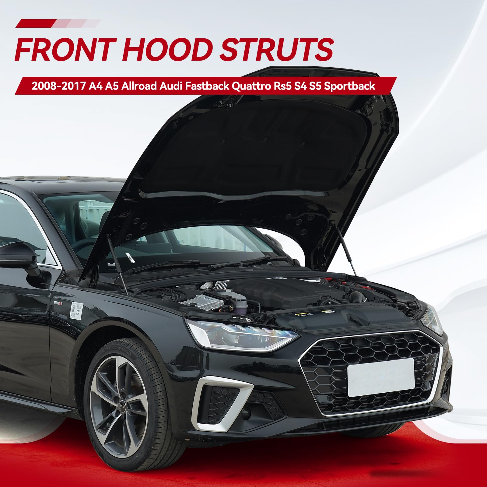Vepagoo Pm9020 Front Hood Struts Compatible For 2008-2017 A4 A5 Allroad Audi Fastback Quattro Rs5 S4 S5 Sportback Gas Shock Lift