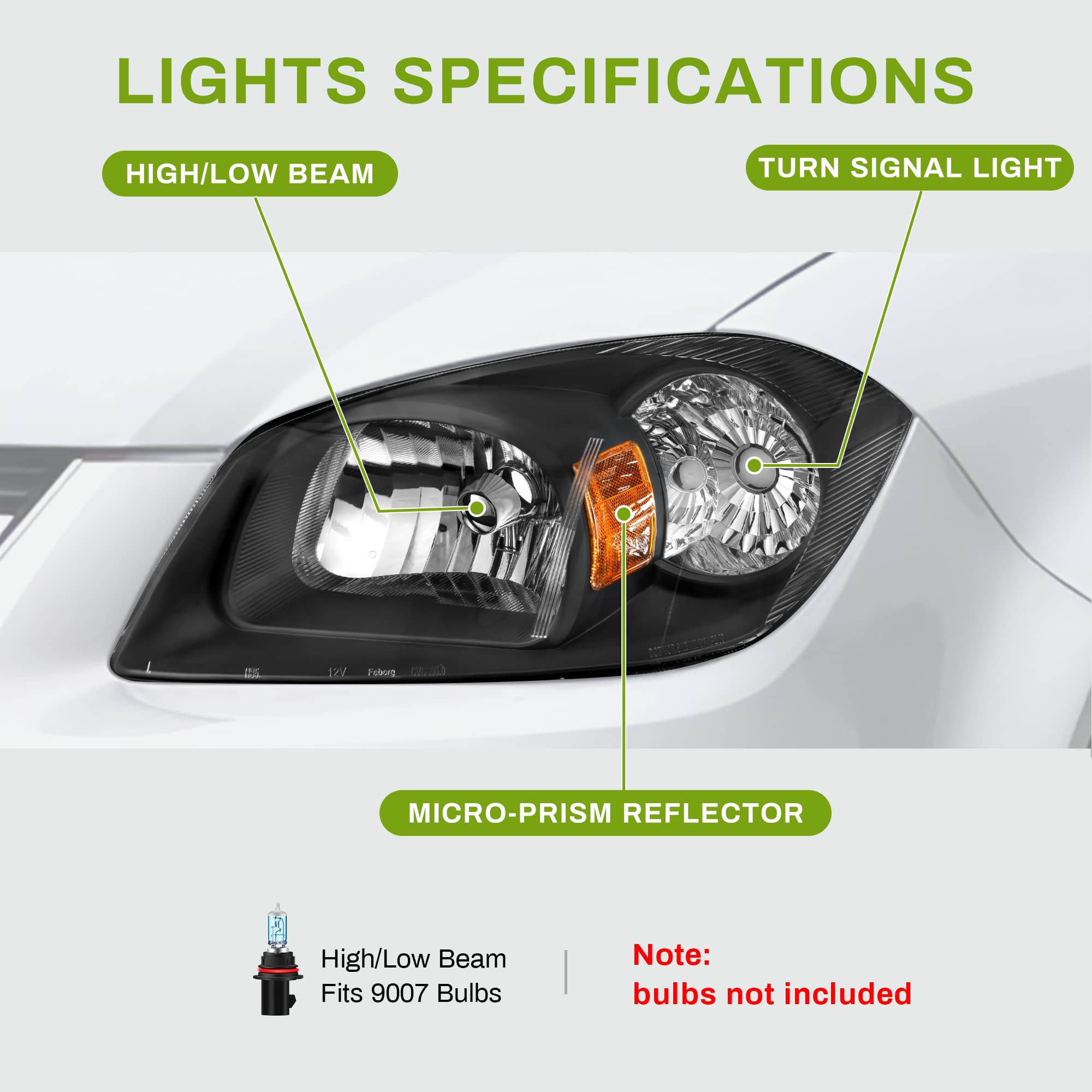 Autosaver88 Headlights Assembly Compatible With 2005-2010 Chevy Cobalt/ 2005-2006 Pontiac Pursuit/ 2007-2009 Pontiac G5 Black Ho