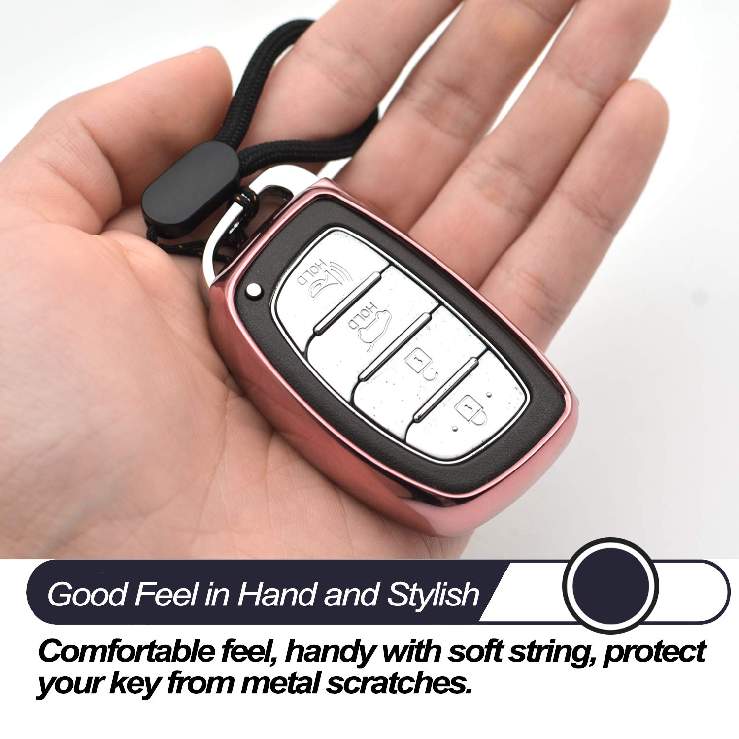 MECHCOS Fit for Hyundai Elantra Ioniq Sonata Tucson Elantra GT Smart 3 4 Buttons Pink TPU Key Fob Cover Case Remote Holder Skin