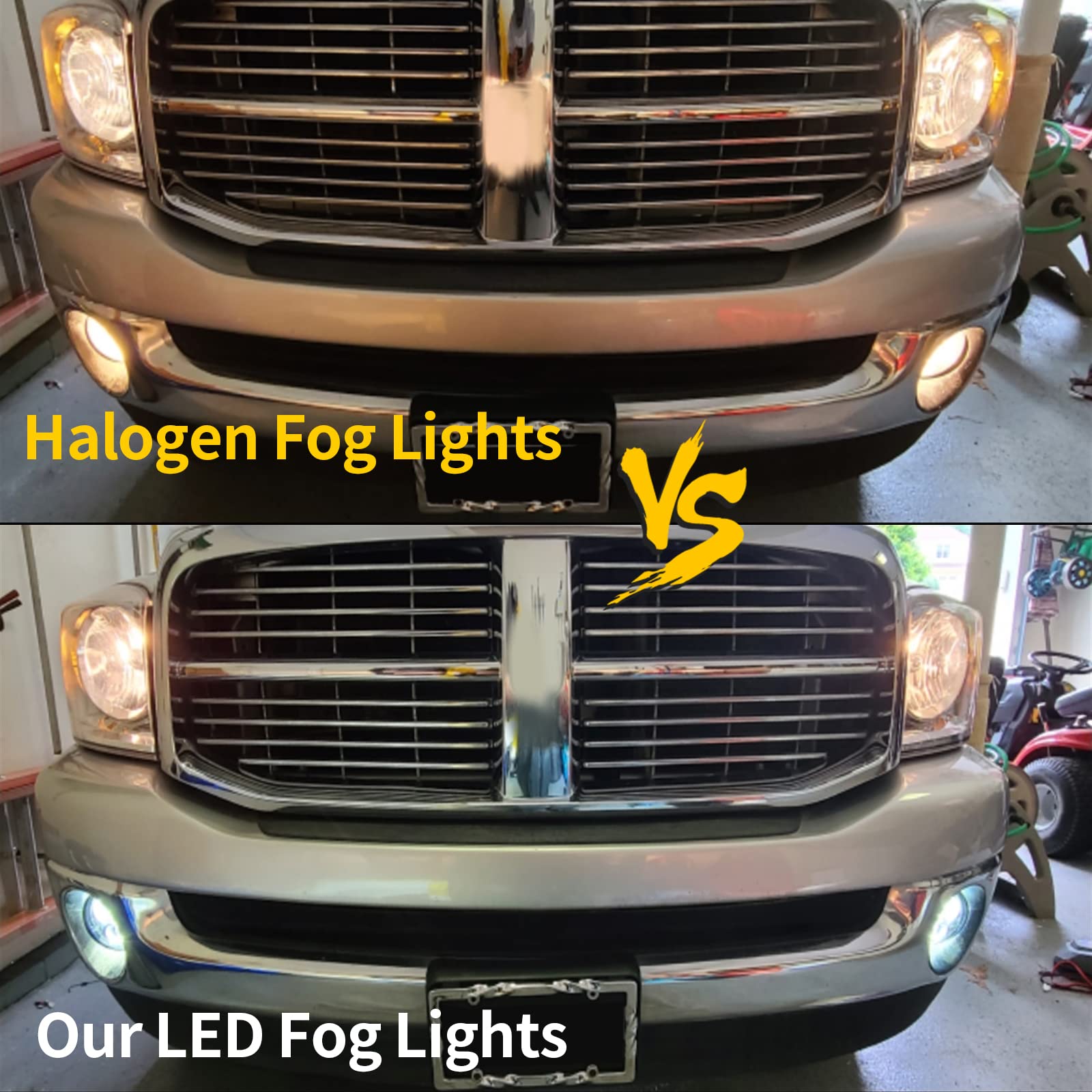 BICYACO LED Fog Light with DRL Compatible with Dodge Ram 1500 2002-2008 Dodge Ram 2500/3500 Pickup Truck 2003 2004 2005 2006 2007 2008 2009-1 Pair (Silver)