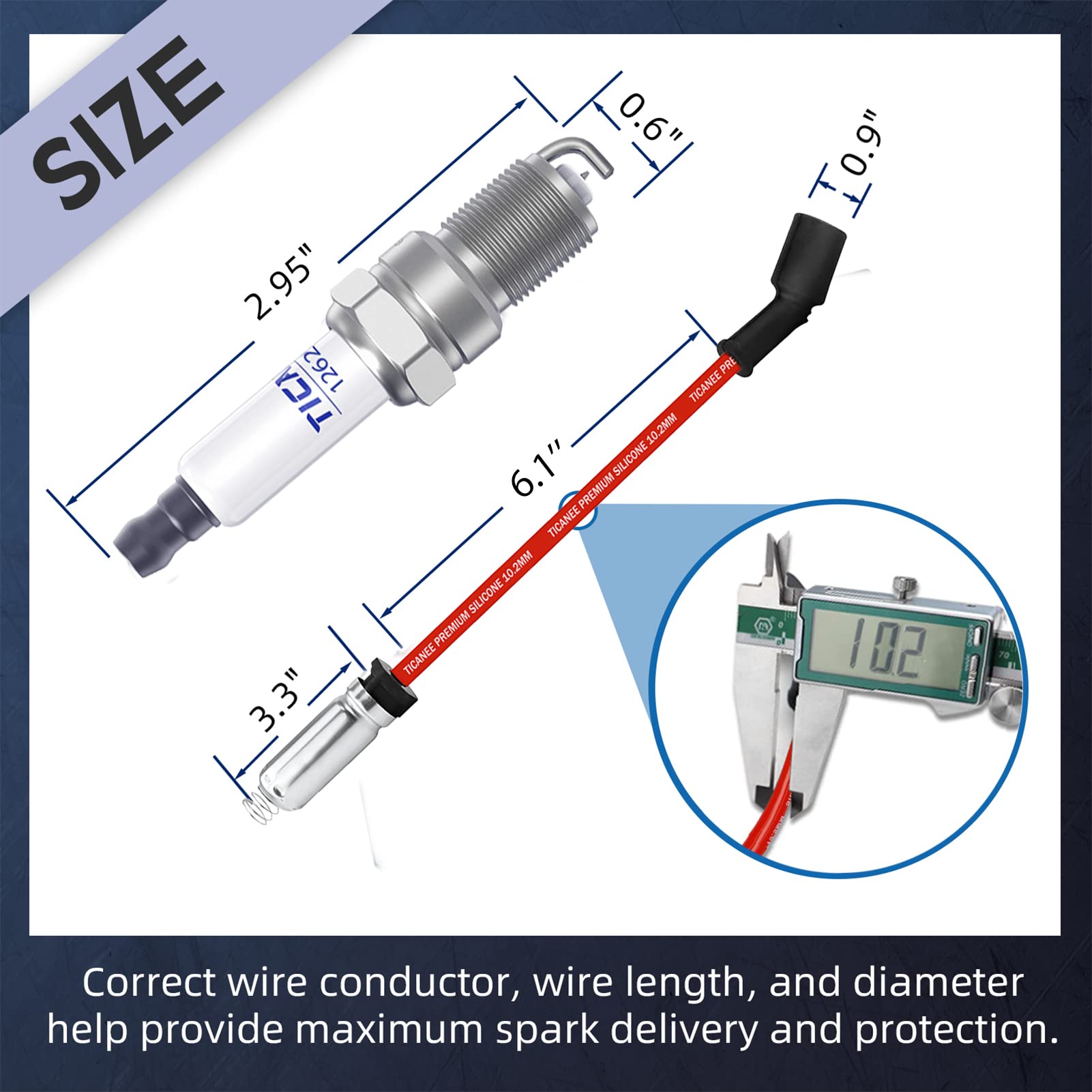 Ticanee Iridium Spark Plugs And Wires Set For Chevy 5.3L Silverado 1500 Suburban Avalanche Tahoe 4.8L 6.0L, 41 110 12621258 Spar
