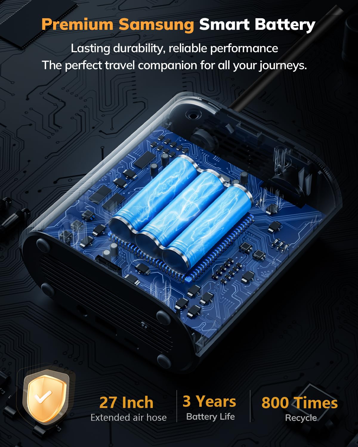 Upbeatplus T1 Portable Tire Inflator With 160 Psi, 4X Faster Air Pump, Wireless Car Tire Inflator With Pressure Gauge, Suitable