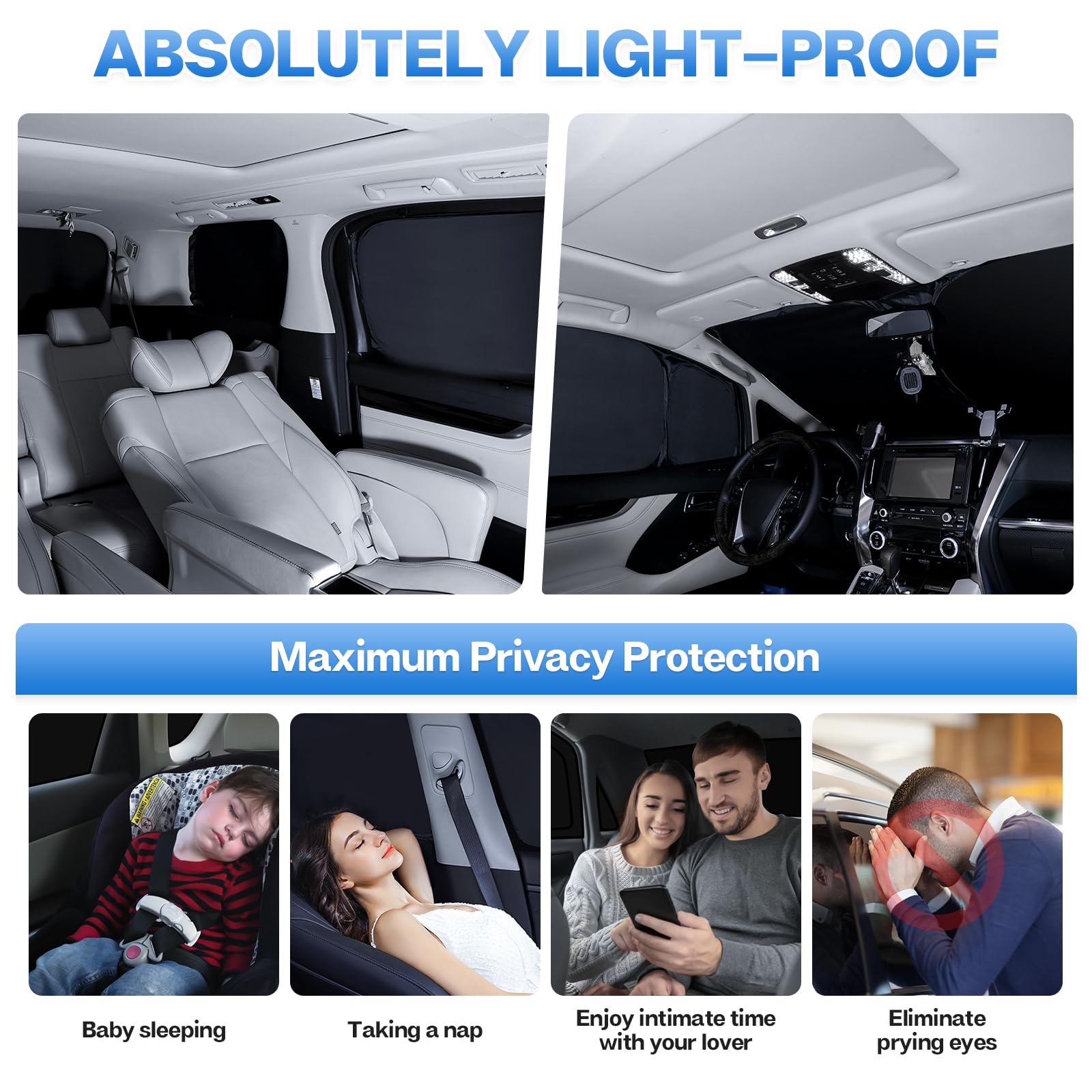 T Tgbros Window Sunshade For Jeep Cherokee 2014-2023 Windshield Side Rear Window Full Set Car Privacy Sun Shades Custom Fit Fold