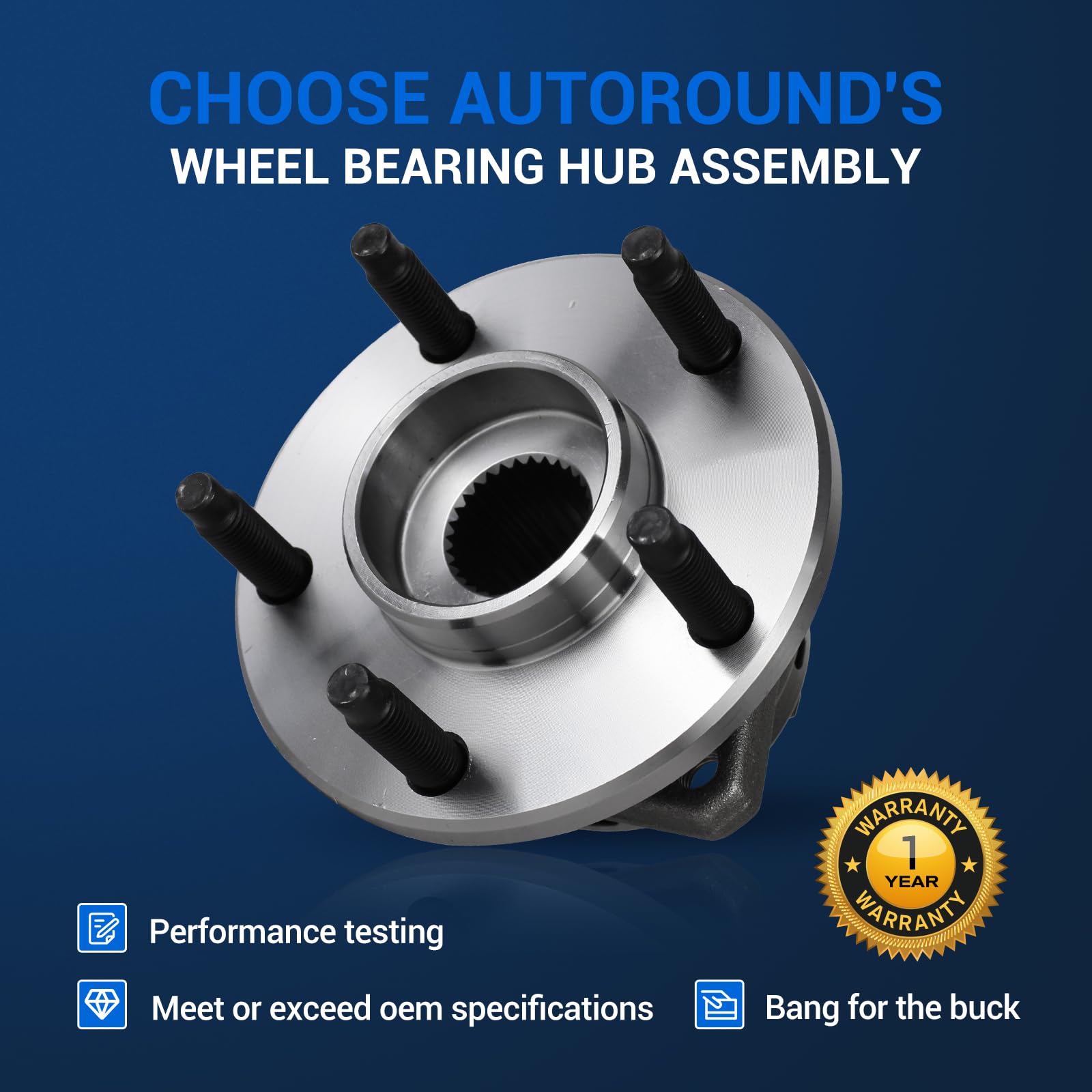 Autoround 513214 Front Wheel Bearing Hub Assembly Fit For Chevy Malibu 04-12, Cobalt/Hhr 08-10, Pontiac G6 05-10, Saturn Aura 07