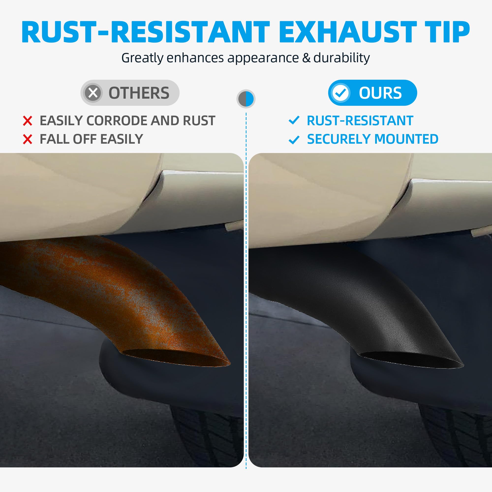 AUTOSAVER88 2.5 Inlet Turn Down Universal Diesel Truck Exhaust Tip, 2.5in Outlet x 9in Overall Length Stainless Steel, Fits 2.