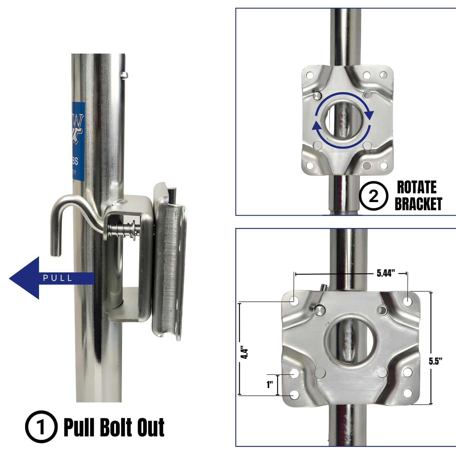 Jeremywell Jack Boat Rv Swing Away Camper Wheel Bolt On 1000 Lbs Trailer Side Swivel