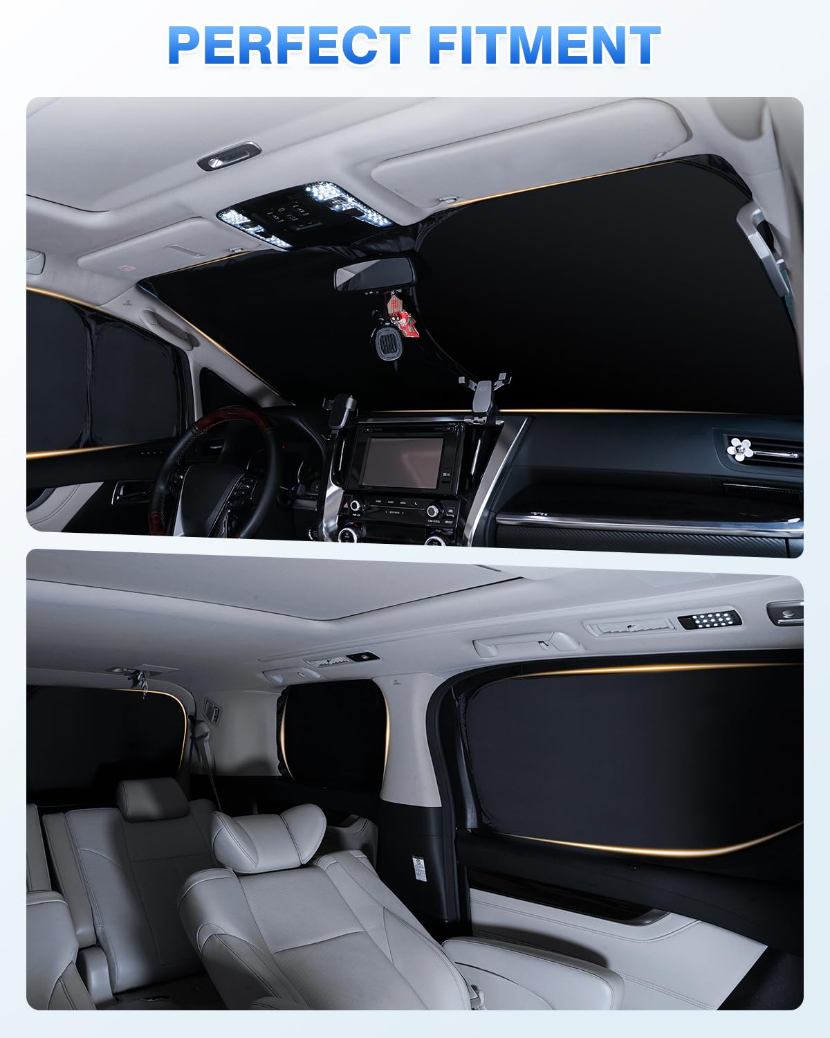 Canvcle Black Windshield Sun Shade for 2022-2026 Nissan Frontier - 5PCS Side & Rear Window Visor Privacy Cover, Keeps Vehicle Cool