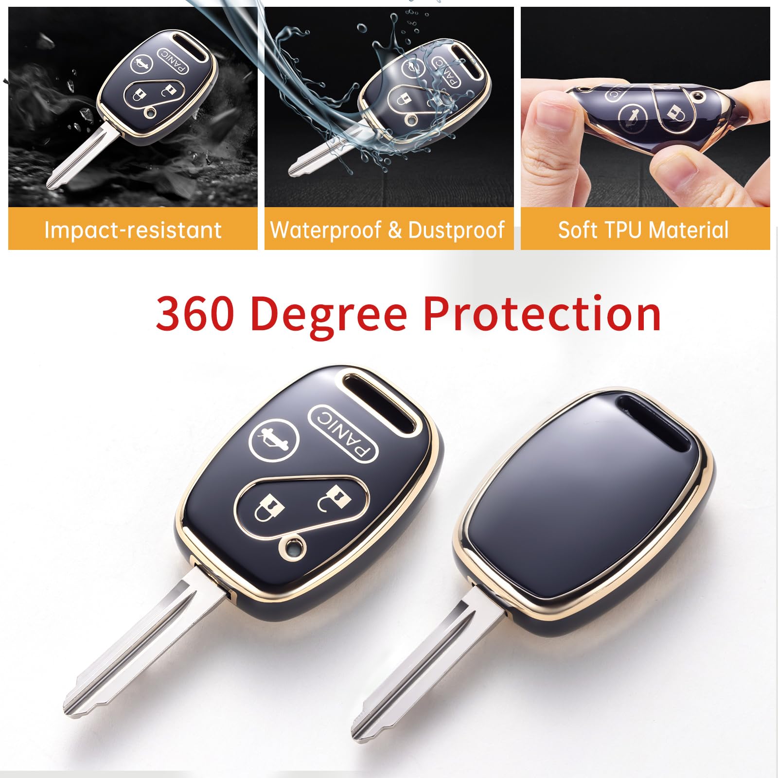 Gematay For Honda Key Fob Cover With Keychain Lanyard, Key Fob Protector Compatible With Honda 2003-2012 Accord /2006-2013 Civic