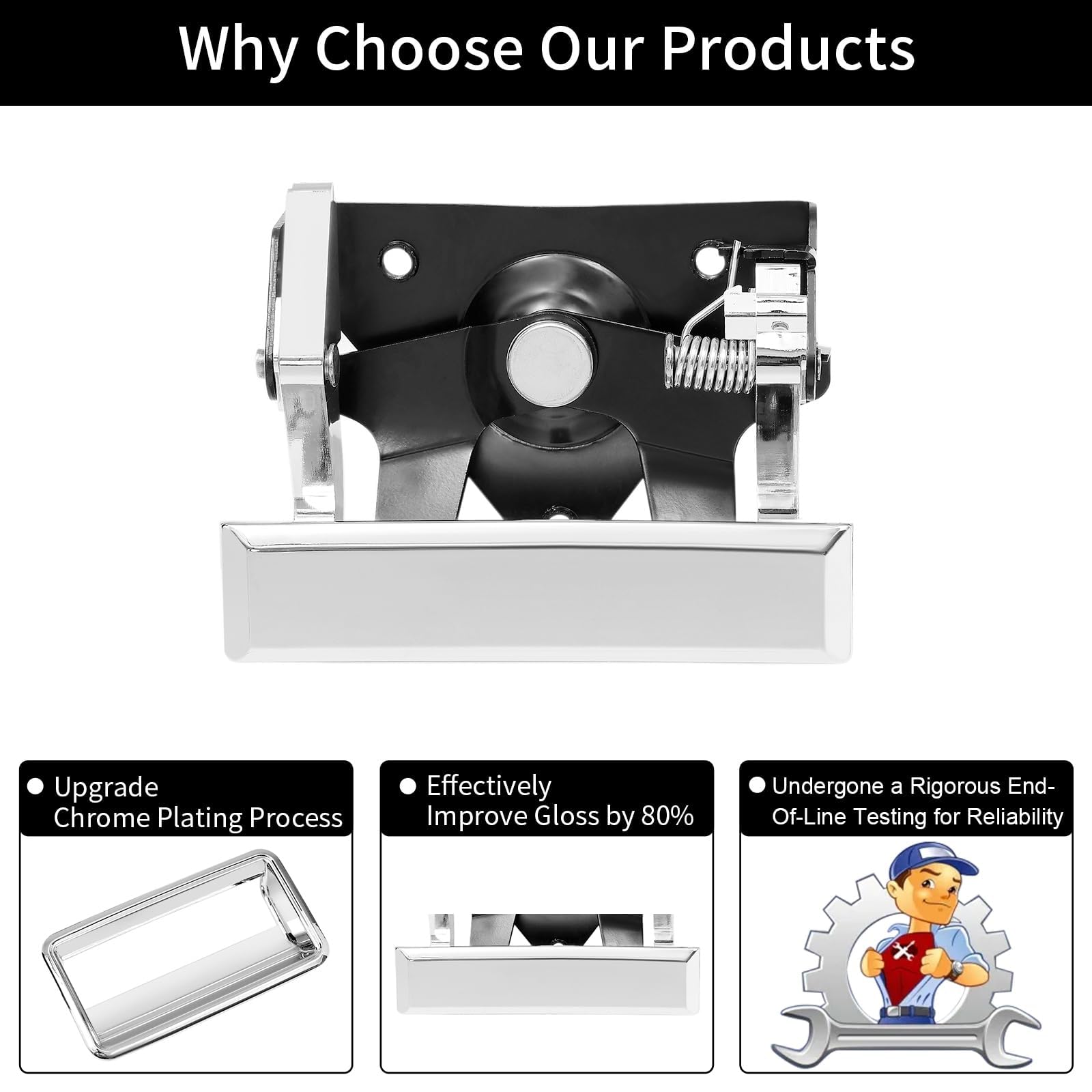 Chrome Tailgate Handle Set, Compatible with 1988-2002 Chevy C1500 C2500 C3500 K1500 K2500 K3500, GMC C/K 1500 2500 3500 Pickup T