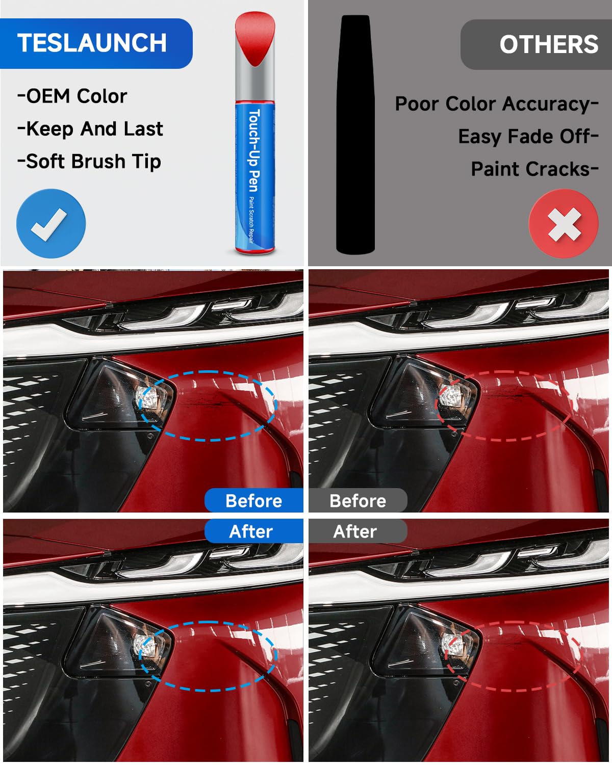 RSACET 46V Soul Red Crystal Metallic Tricoat Touch Up Paint Compatible with Mazda Exact Match Touch Up Paint Car Scratch Repair