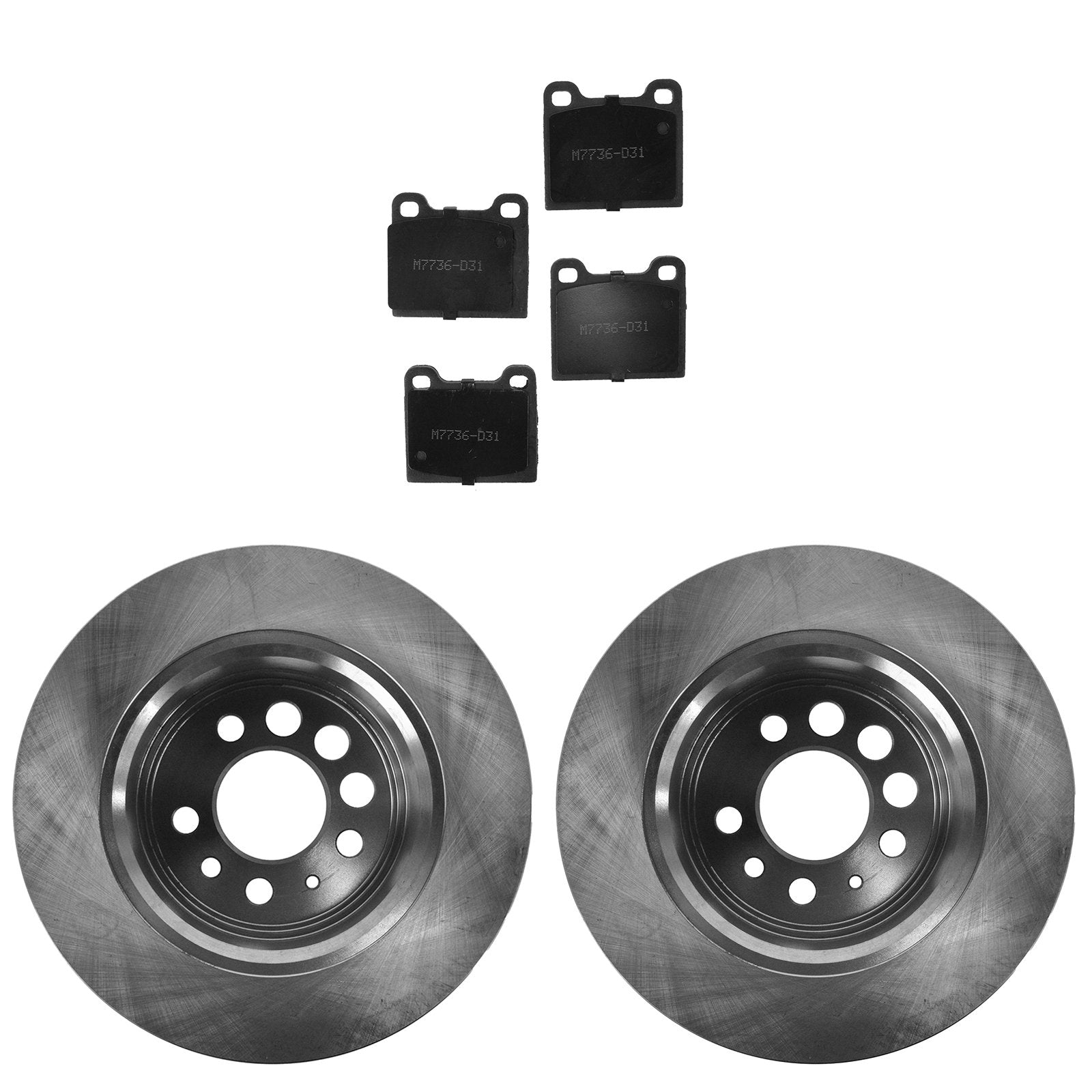 Trq Brake Rotor & Semi Metallic Brake Pad Rear Left Right Kit Set For Volvo