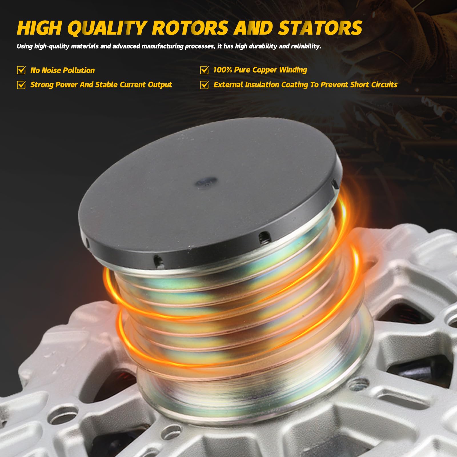 YINAVAGAD Alternator for Mercedes-Benz W204 C250 L4 1.8L 2012 2013 2014 2015, 12V 150A Clockwise 6-Groove Clutch Pulley, Replace