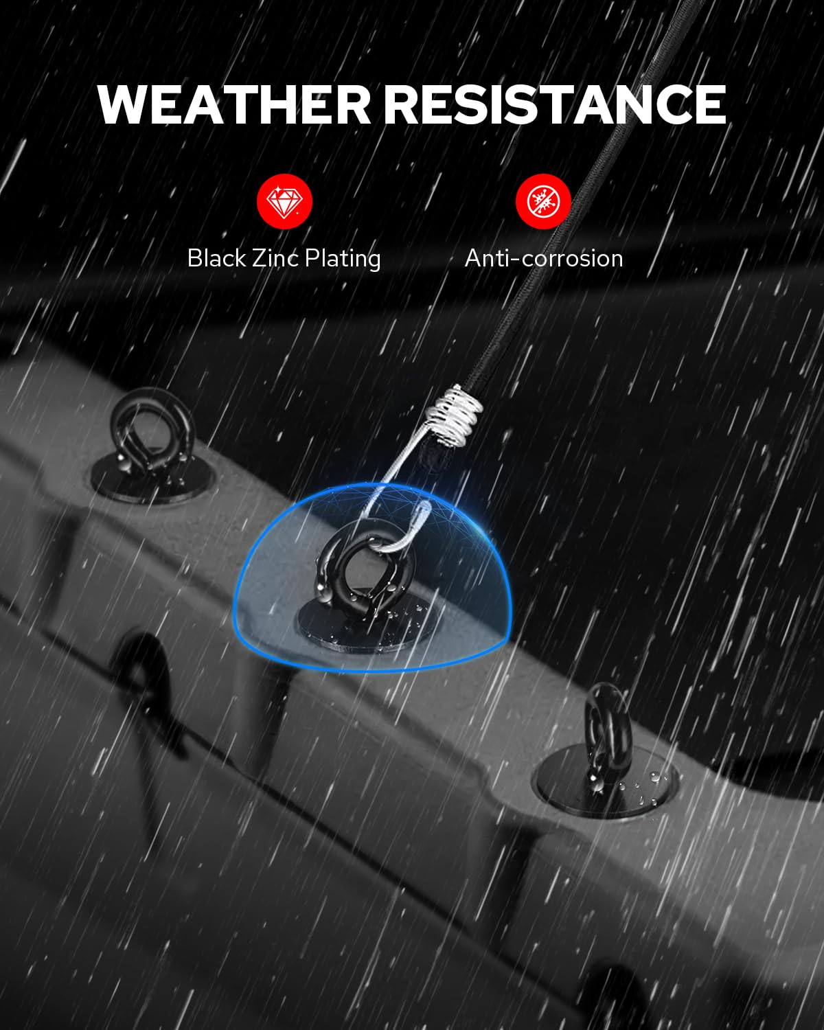 Benlari ATV Tie Down Anchors Lock and Ride Iron Ruber Fit for Polaris Ranger General 1000 XP 900 XP 800 700 500 570 General 1000